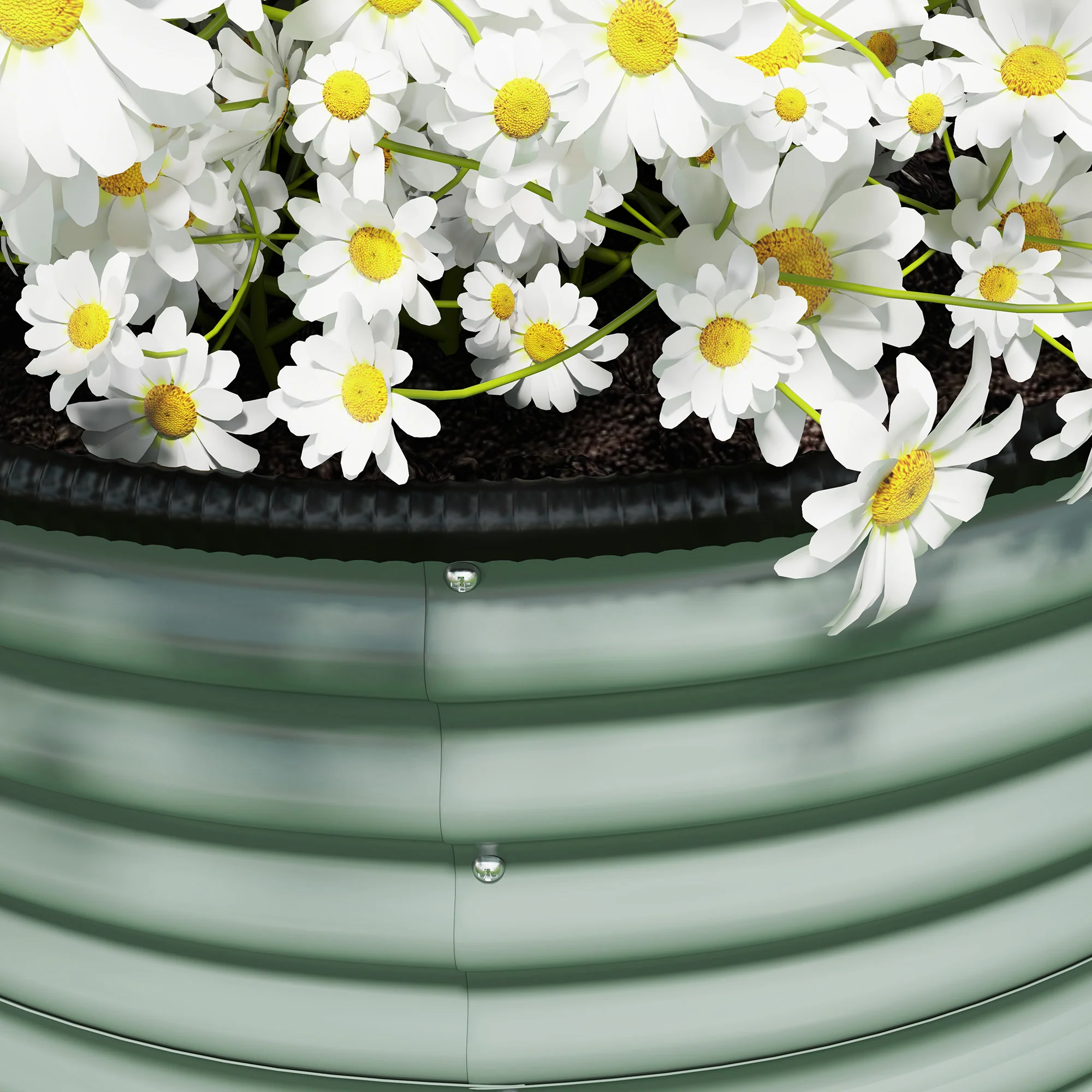 Galvanized Raised Garden Bed Set of 2, Planters for Outdoor Plants with Safety Edging, Easy-to-assemble Stock Tanks for Growing Flowers, Herbs and Vegetables, 3' x 3' x 2', Light Green - Image 10