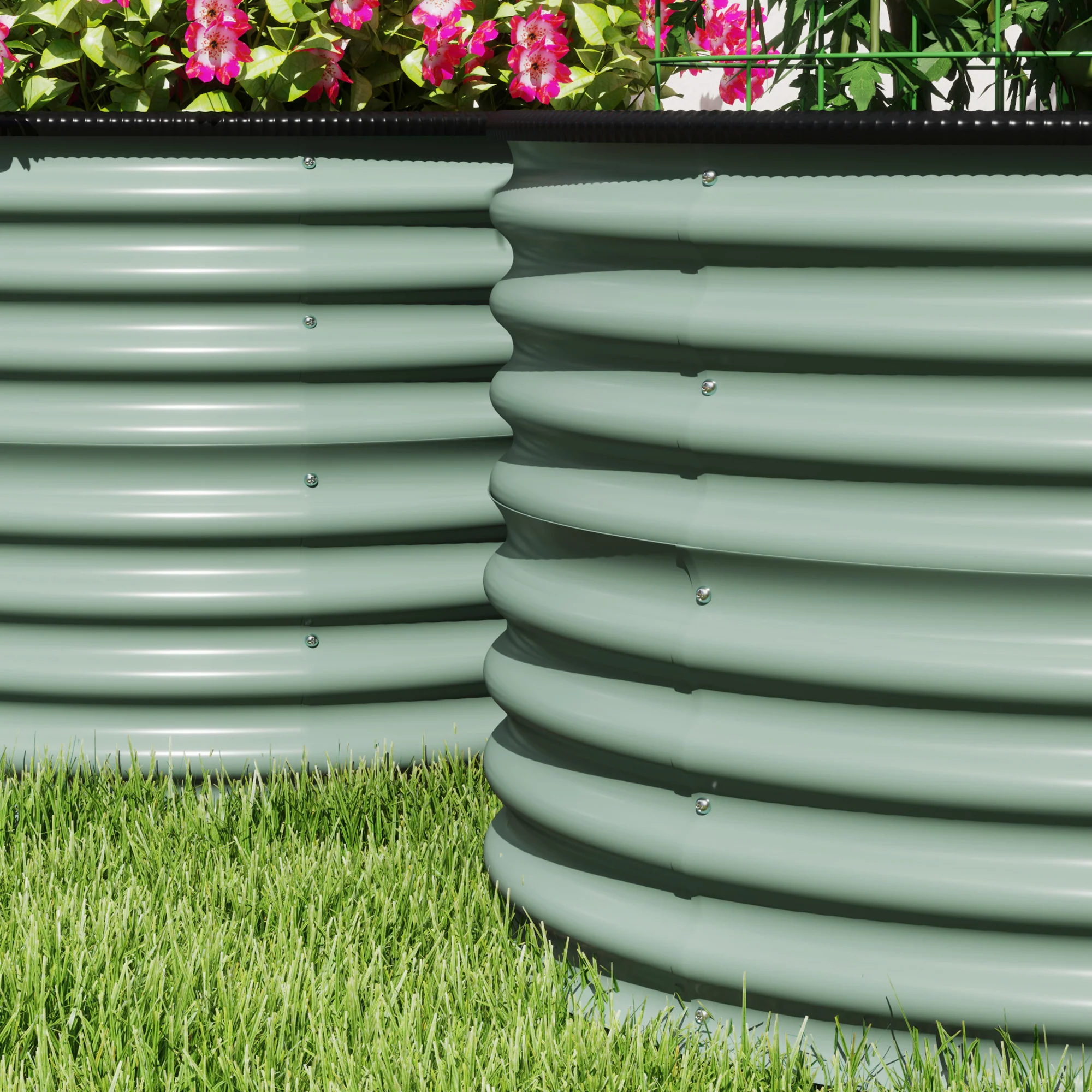 Galvanized Raised Garden Bed Set of 2, Planters for Outdoor Plants with Safety Edging, Easy-to-assemble Stock Tanks for Growing Flowers, Herbs and Vegetables, 3' x 3' x 2', Light Green - Image 11