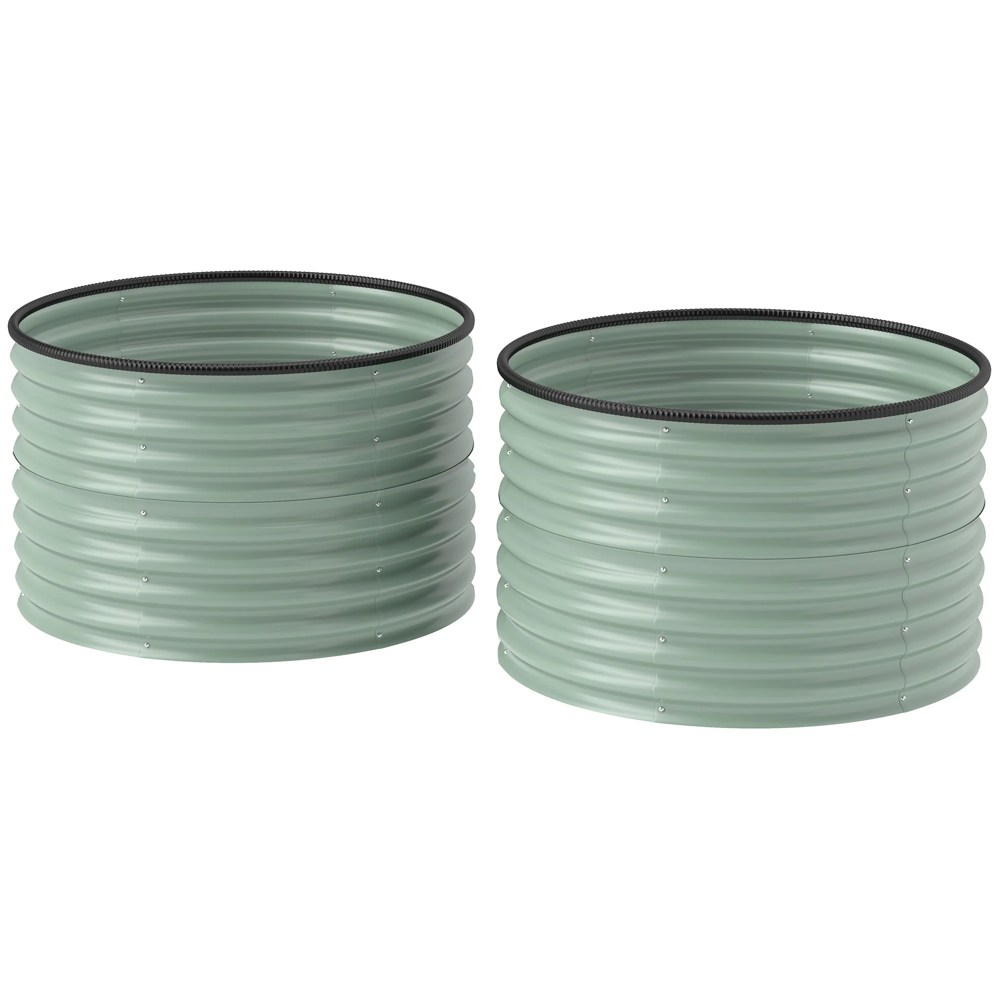 Galvanized Raised Garden Bed Set of 2, Planters for Outdoor Plants with Safety Edging, Easy-to-assemble Stock Tanks for Growing Flowers, Herbs and Vegetables, 3' x 3' x 2', Light Green - Image 2