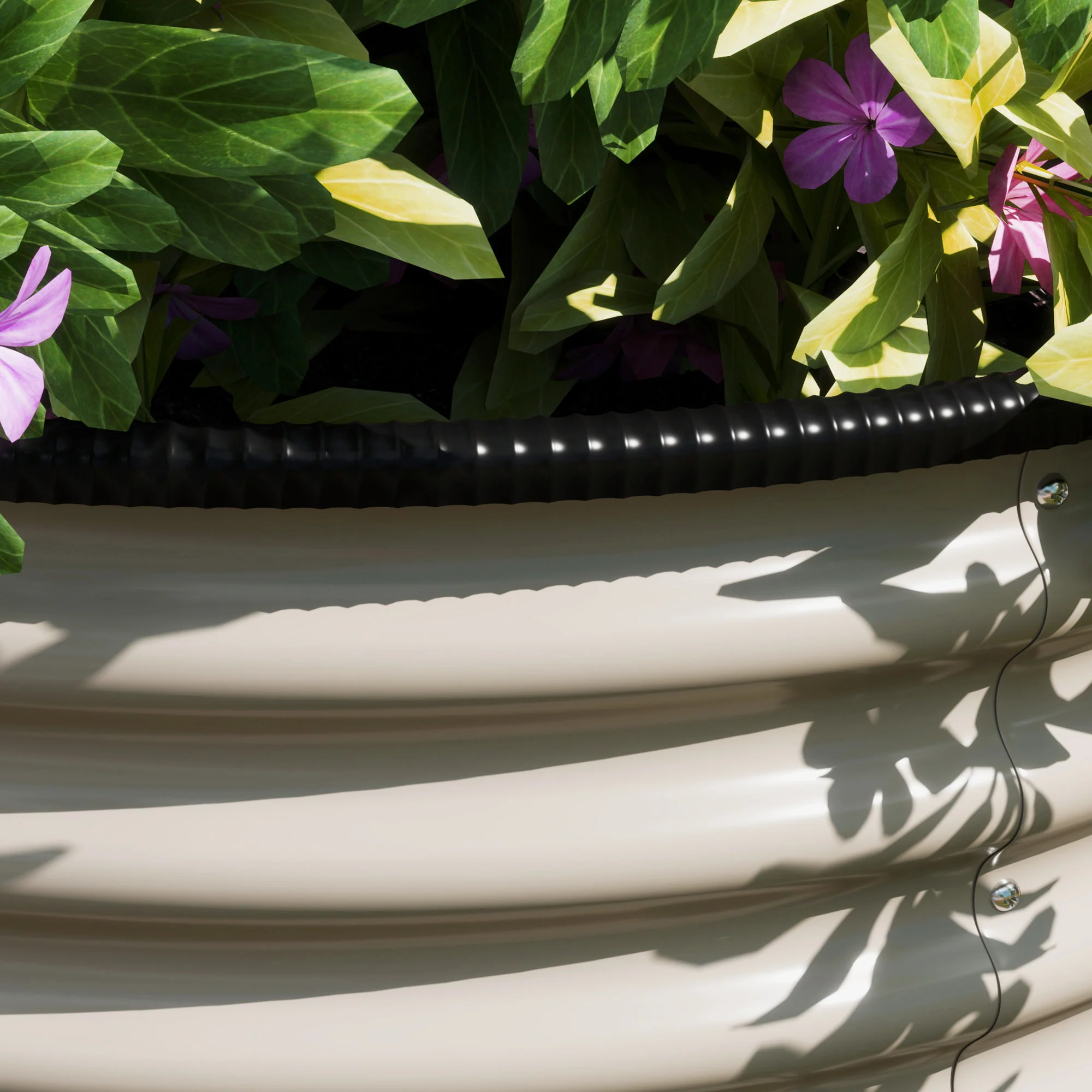 Galvanized Raised Garden Bed Set of 2, Planters for Outdoor Plants with Safety Edging, 3' x 3' x 2', Cream White - Image 10