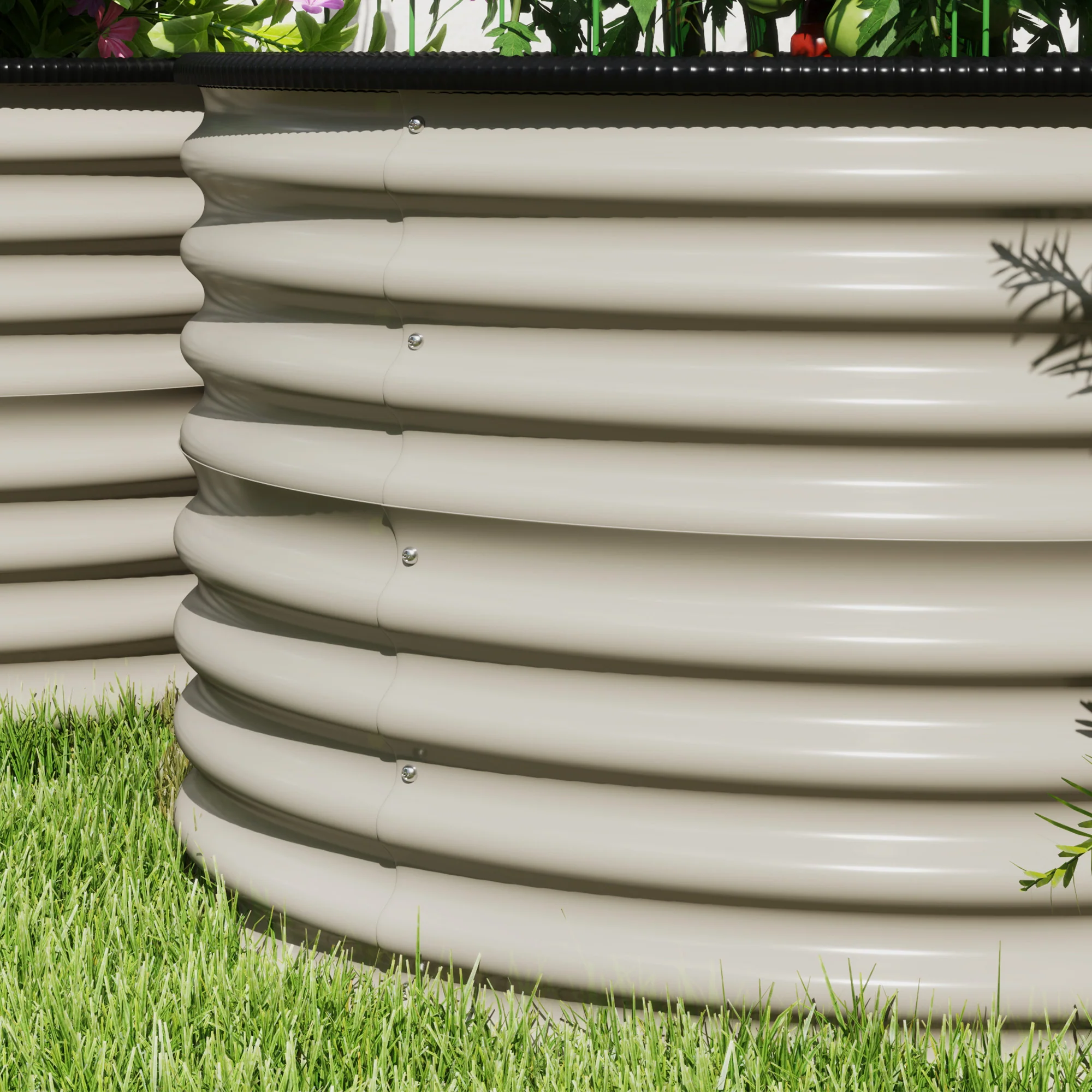 Galvanized Raised Garden Bed Set of 2, Planters for Outdoor Plants with Safety Edging, 3' x 3' x 2', Cream White - Image 11
