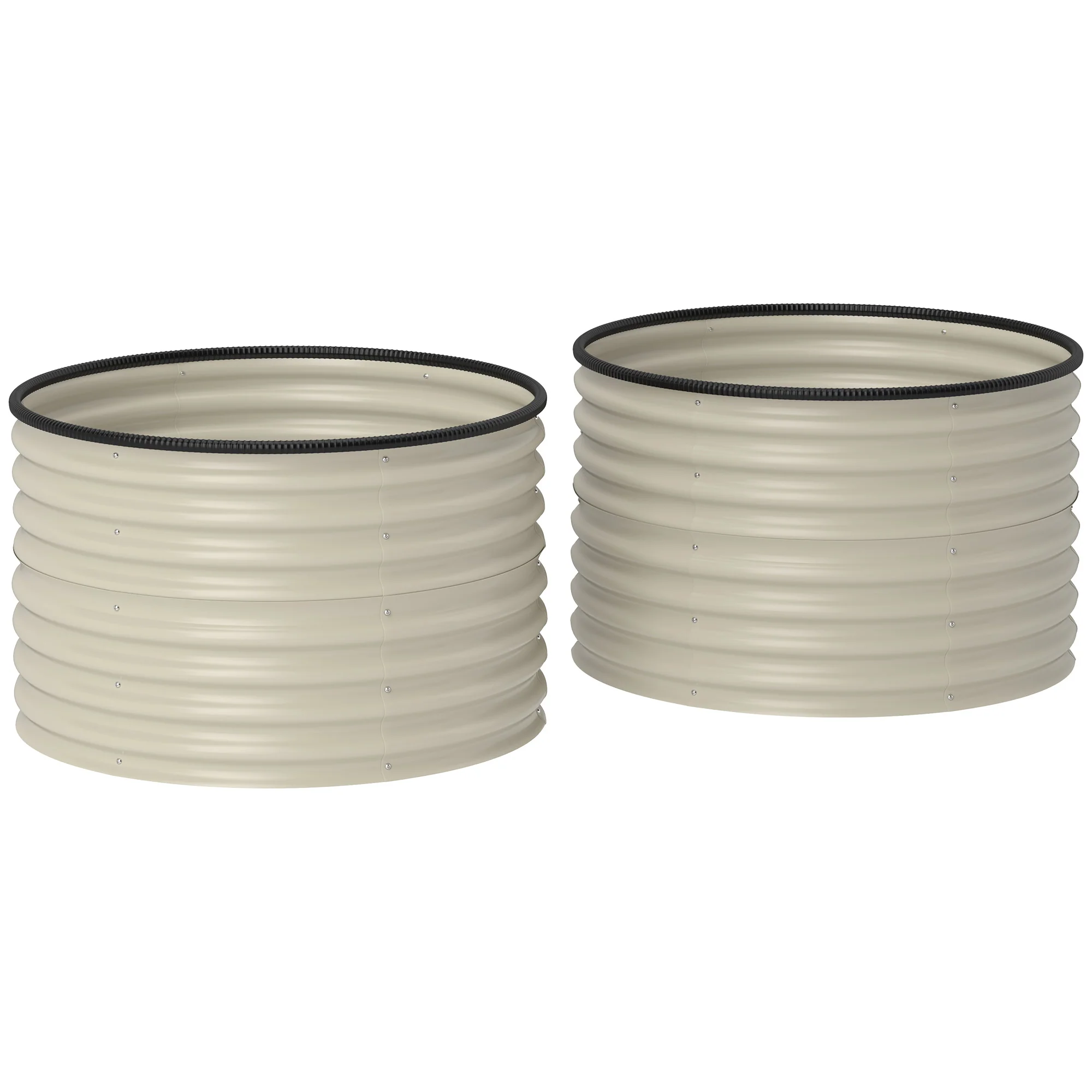Galvanized Raised Garden Bed Set of 2, Planters for Outdoor Plants with Safety Edging, 3' x 3' x 2', Cream White - Image 12