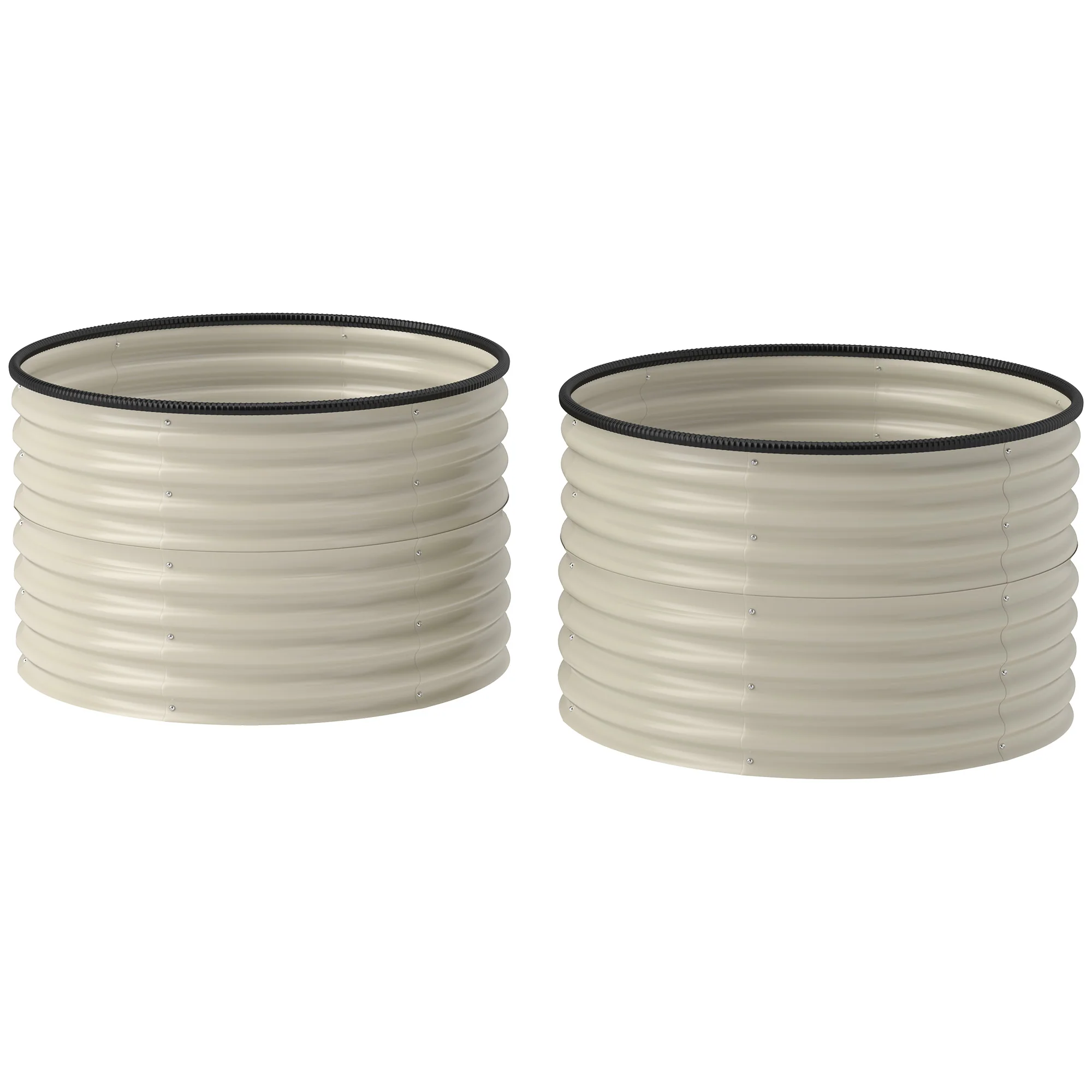 Galvanized Raised Garden Bed Set of 2, Planters for Outdoor Plants with Safety Edging, 3' x 3' x 2', Cream White - Image 2