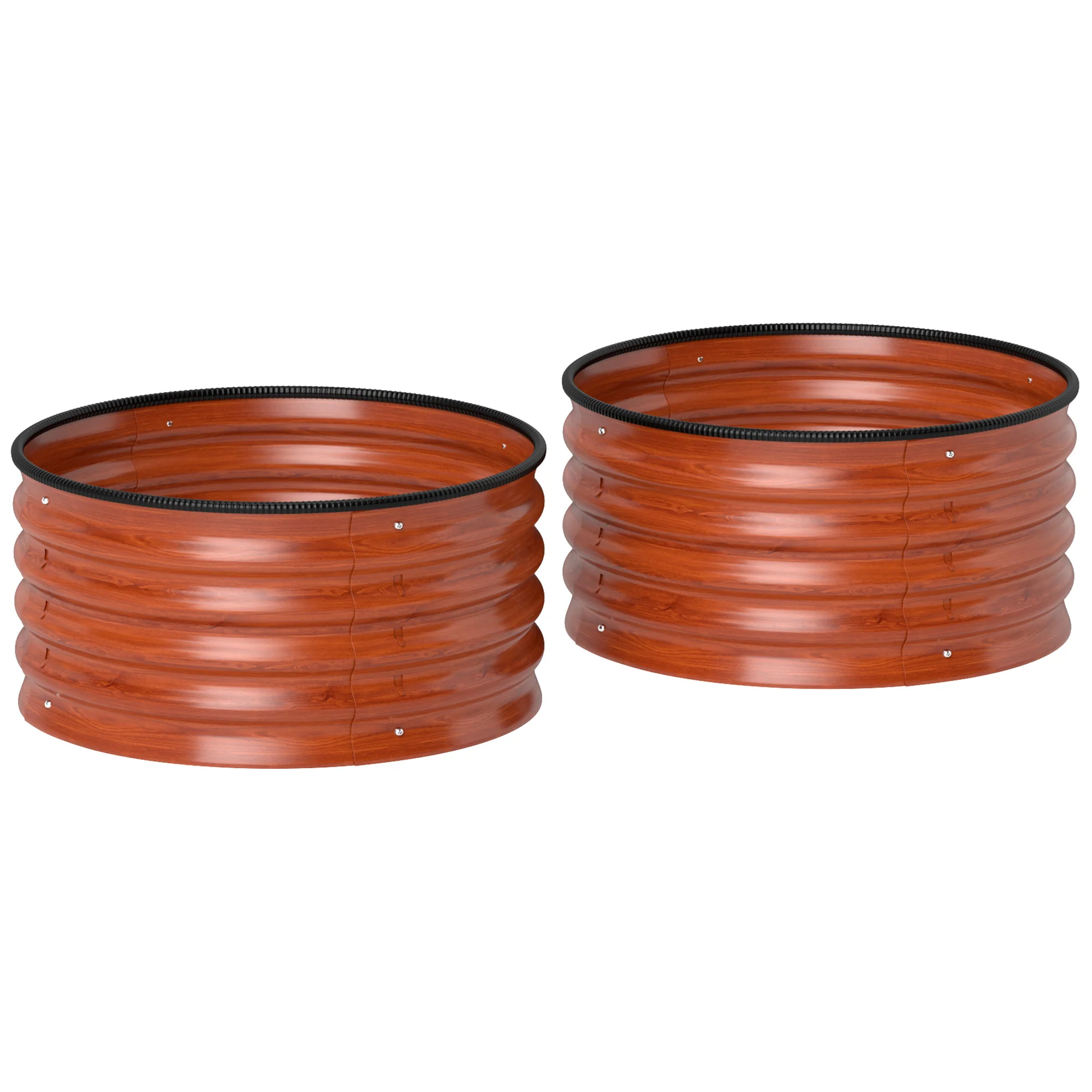 Galvanized Raised Garden Bed Set of 2, Planters for Outdoor Plants with Safety Edging, 2' x 2' x 1', Dark Brown - Image 12