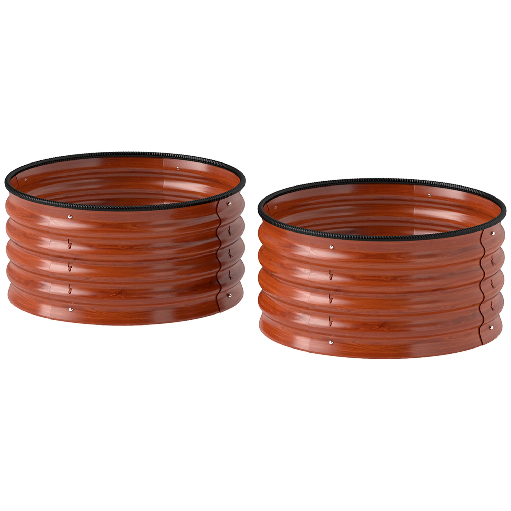 Galvanized Raised Garden Bed Set of 2, Planters for Outdoor Plants with Safety Edging, 2' x 2' x 1', Dark Brown - Image 2