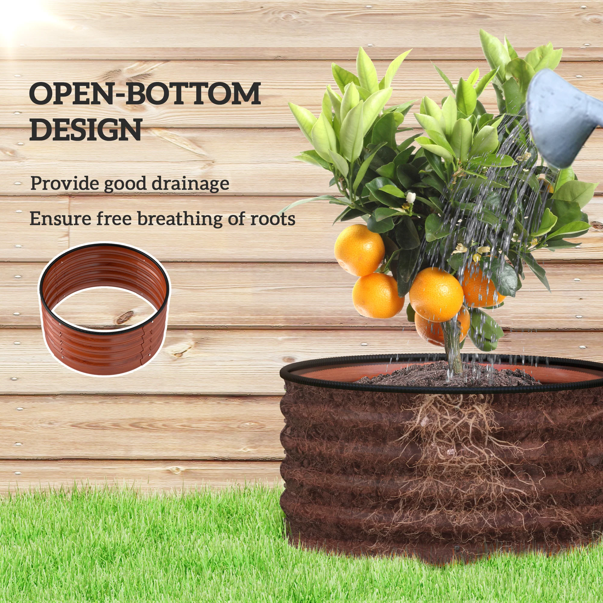 Galvanized Raised Garden Bed Set of 2, Planters for Outdoor Plants with Safety Edging, 2' x 2' x 1', Dark Brown - Image 7
