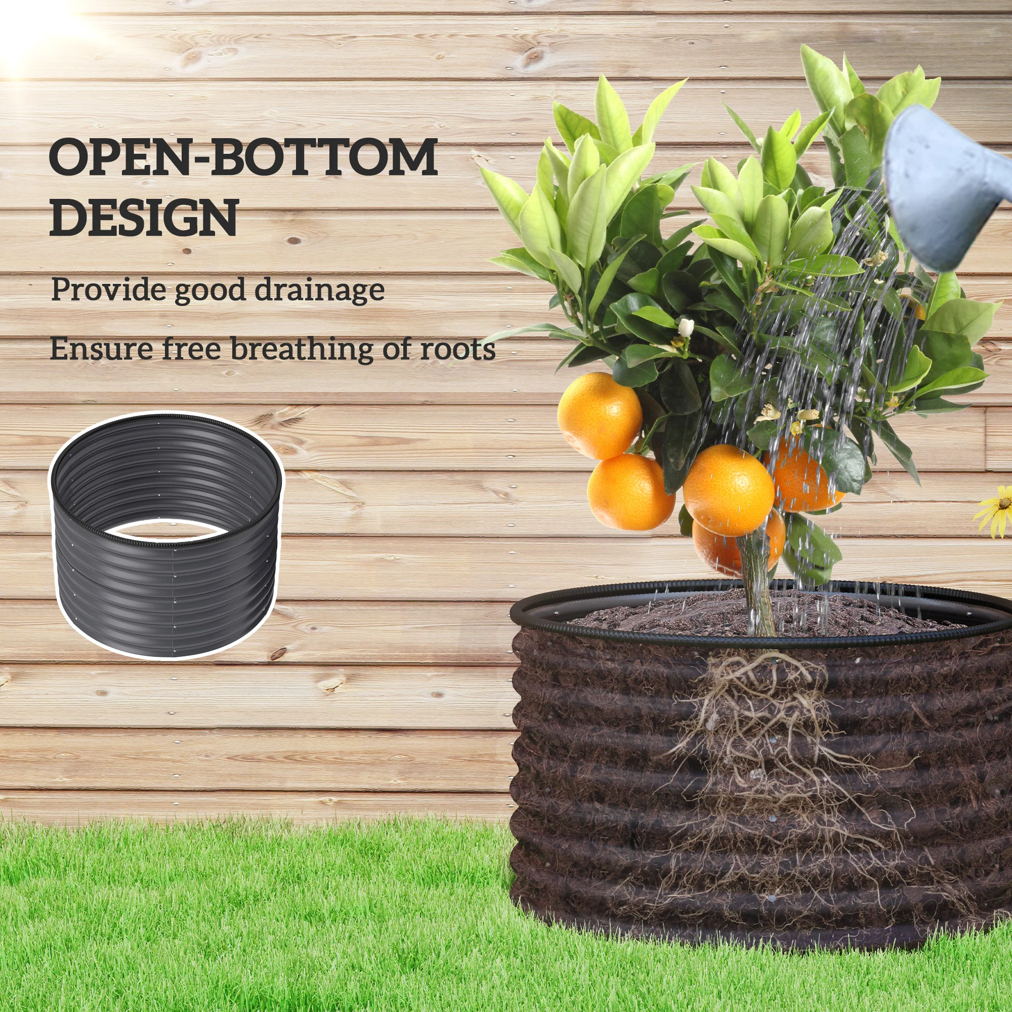 Galvanized Raised Garden Bed Set of 2, Planters for Outdoor Plants with Safety Edging, Easy-to-assemble Stock Tanks for Growing Flowers, Herbs and Vegetables, 3' x 3' x 2', Dark Gray - Image 7