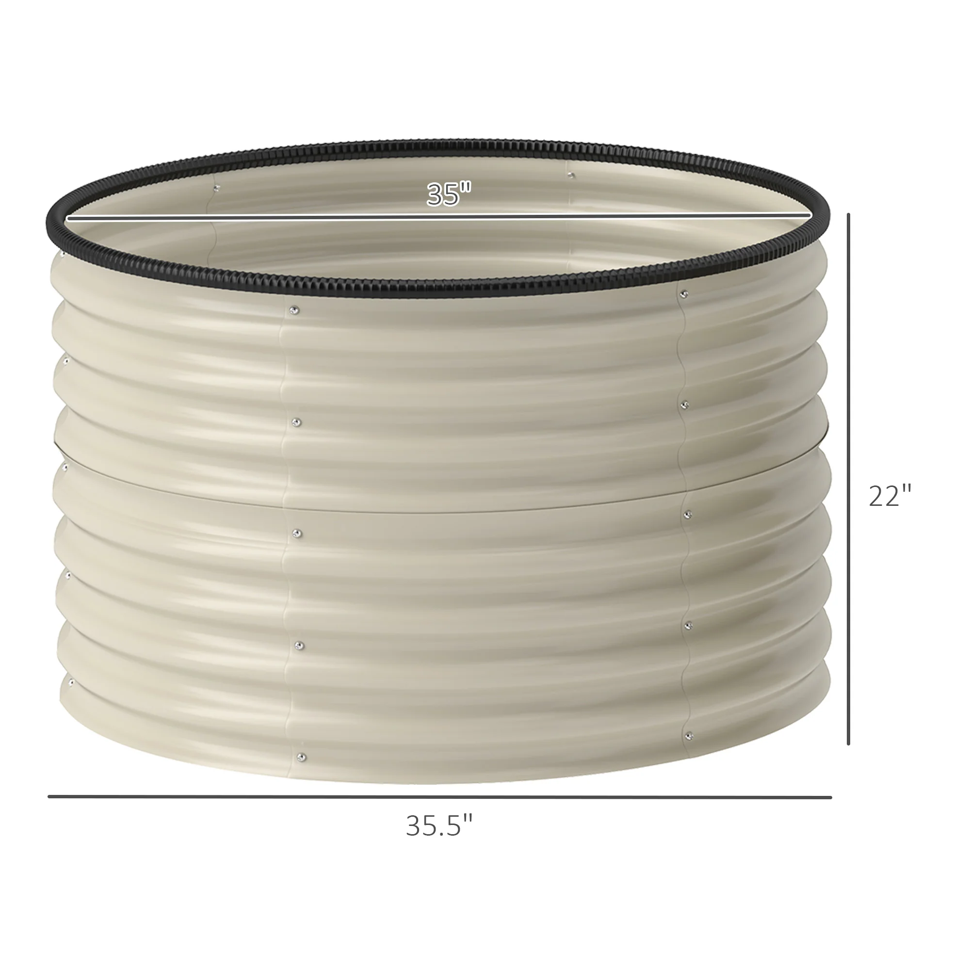 Galvanized Raised Garden Bed Set of 2, Planters for Outdoor Plants with Safety Edging, 3' x 3' x 2', Cream White - Image 5