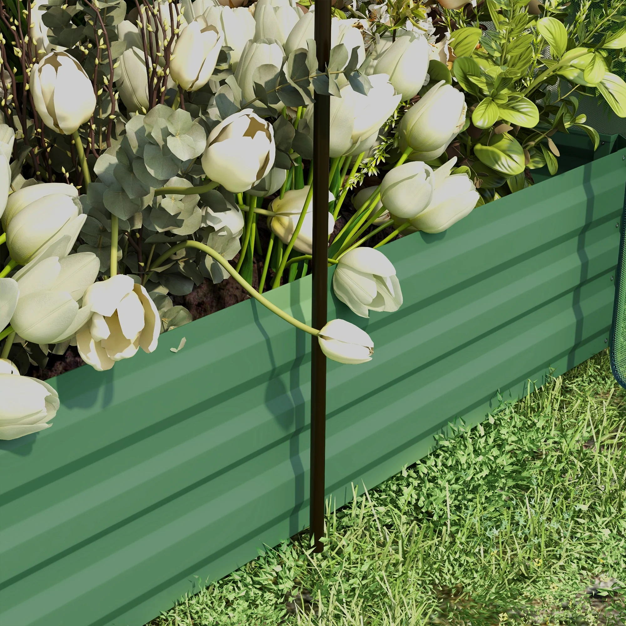 Raised Garden Bed with Crop Cage for Plant Protection Planter Box with Shade Net, Green - Image 11