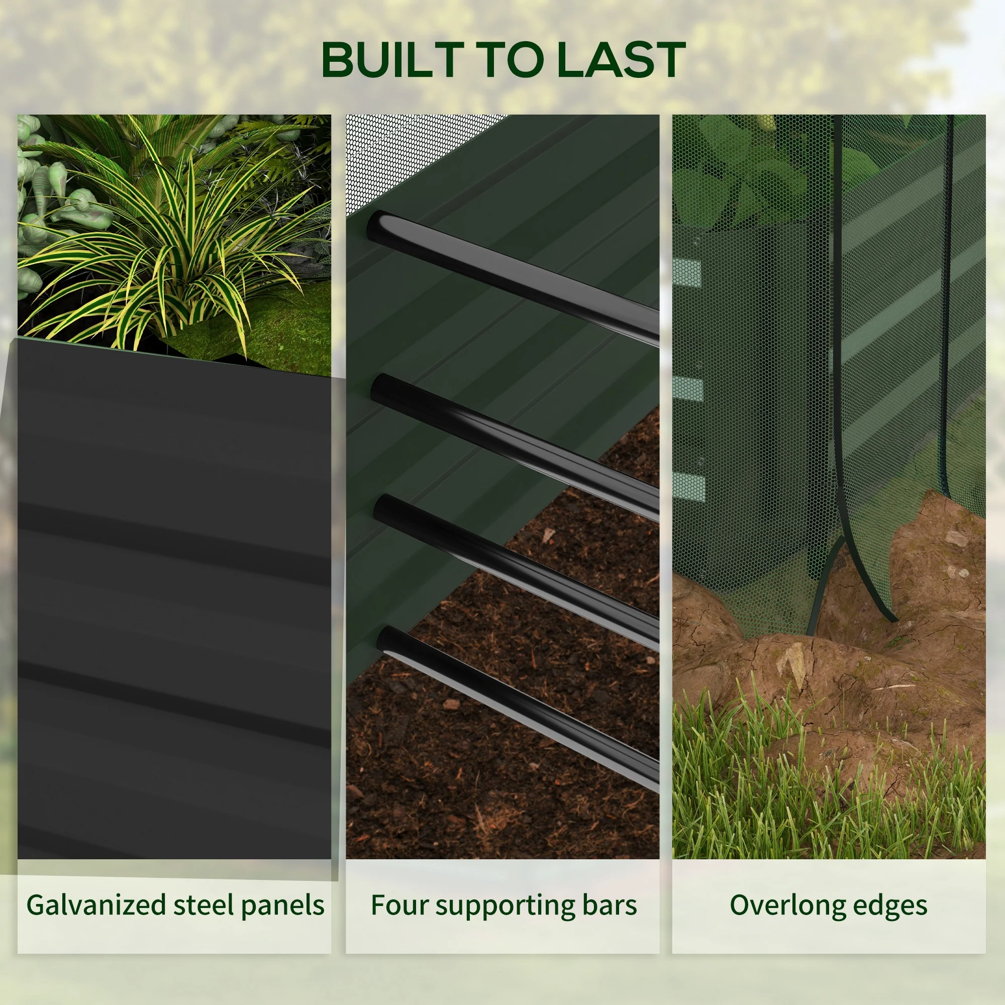 Raised Garden Bed with Crop Cage for Plant Protection Planter Box with Shade Net, Gray - Image 9