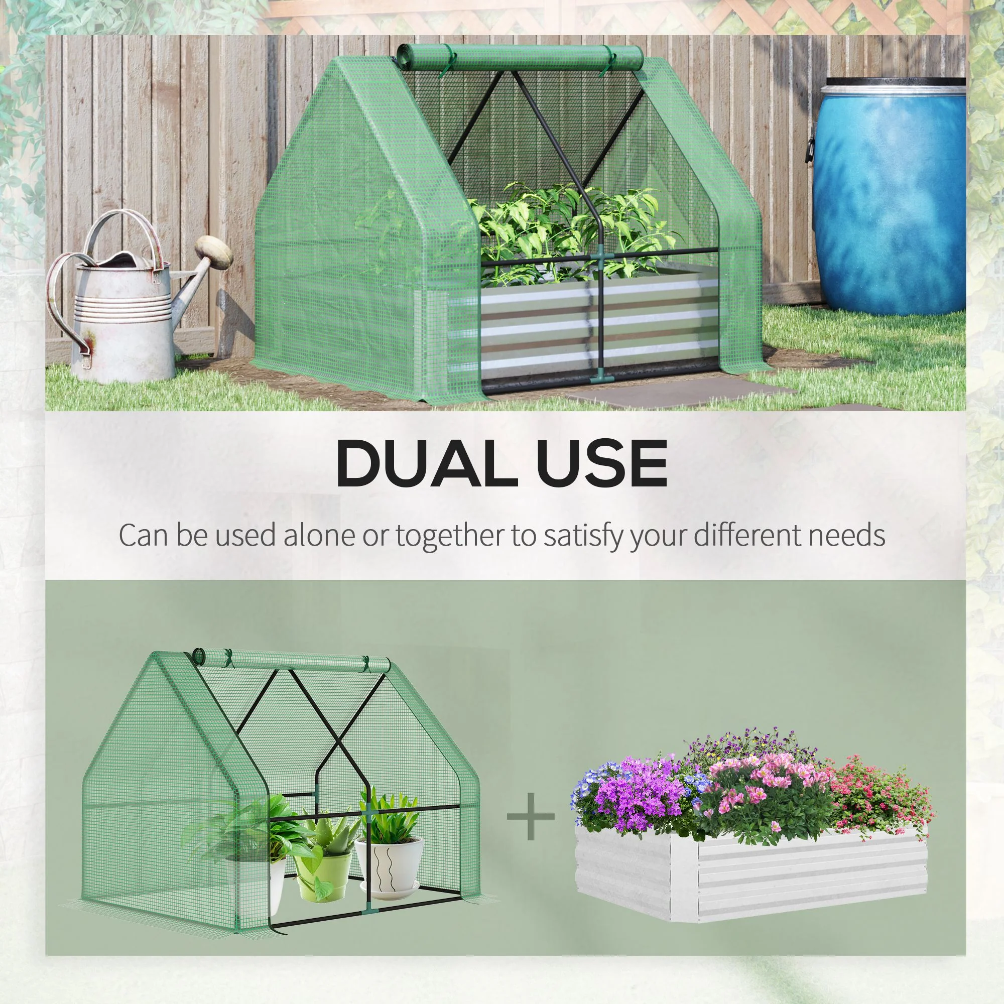 4' x 3' Galvanized Raised Garden Bed with Mini Greenhouse Cover, Outdoor Planter Box, Green - Image 6