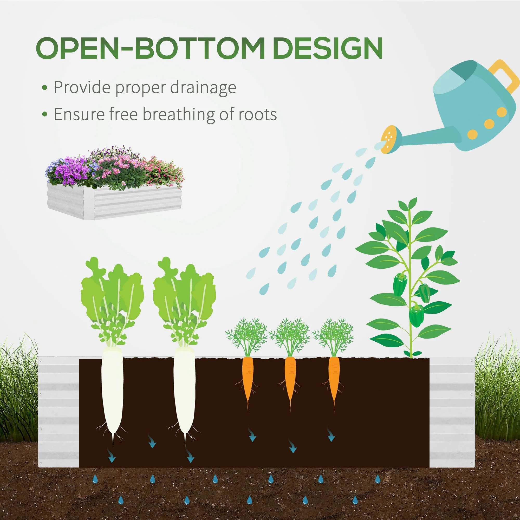 4' x 3' Galvanized Raised Garden Bed with Mini Greenhouse Cover, Outdoor Planter Box, Green - Image 9