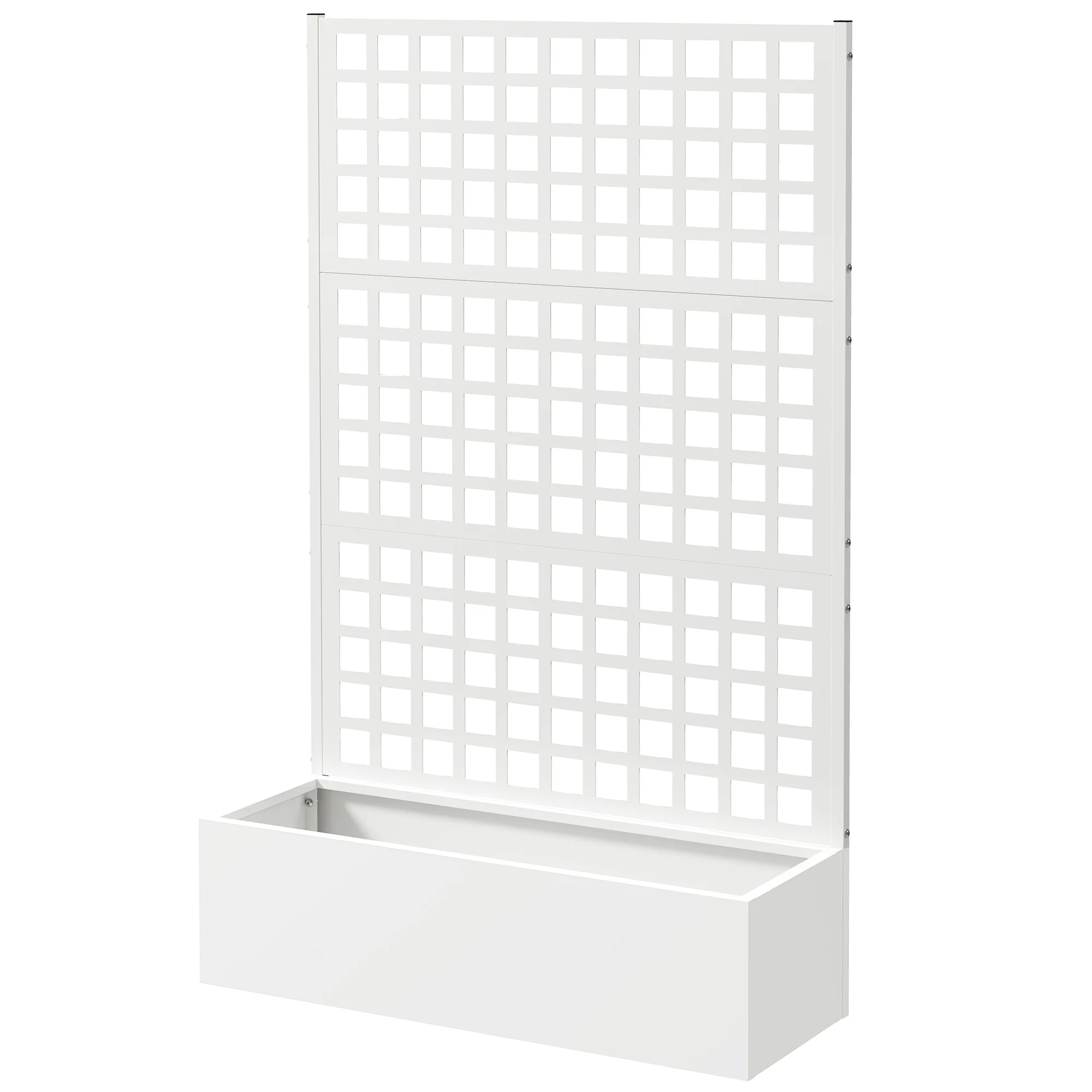 Galvanized Raised Garden Bed with Trellis, 43" x 16" x 70", White - Image 2