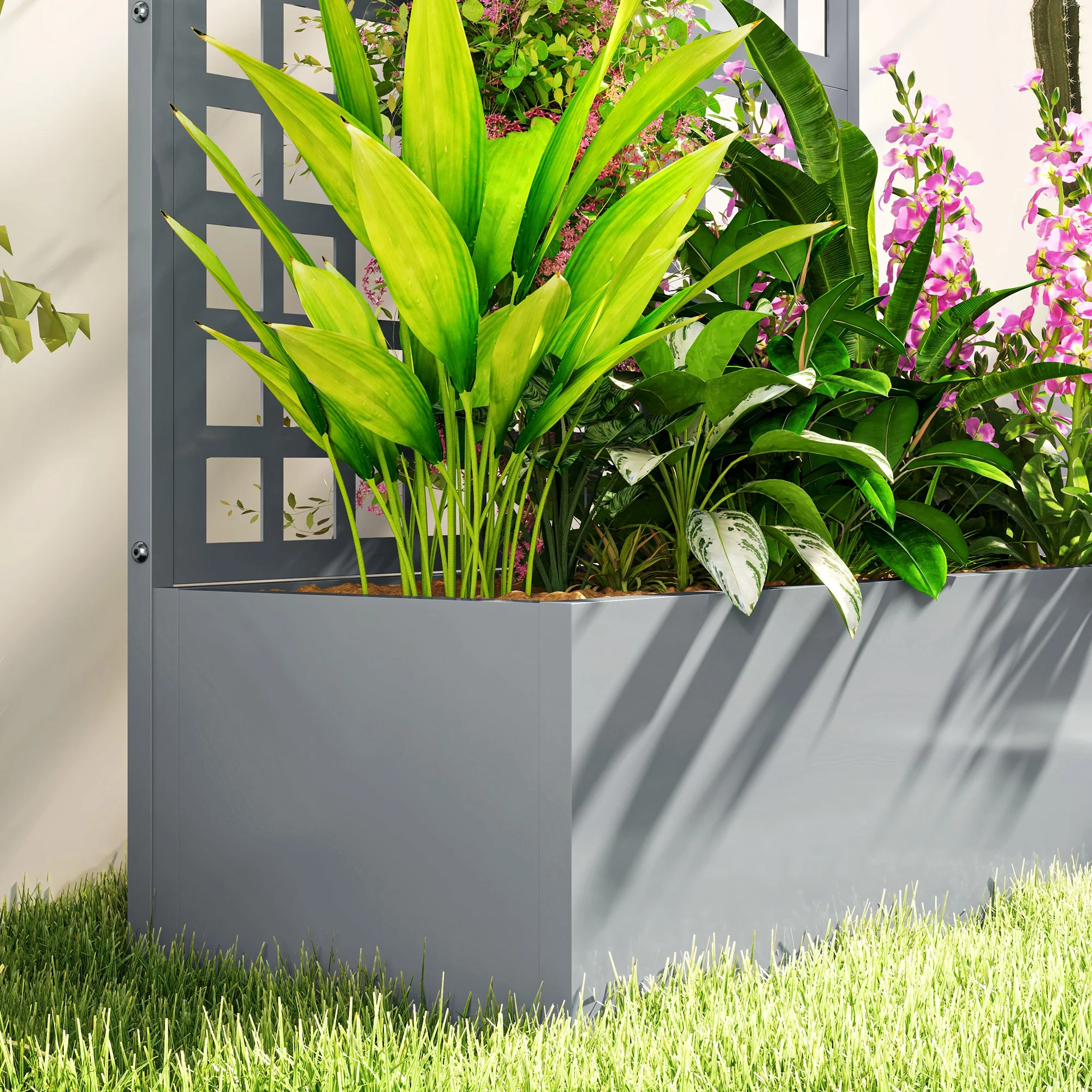 Galvanized Raised Garden Bed with Trellis, 43" x 16" x 70", Gray - Image 10