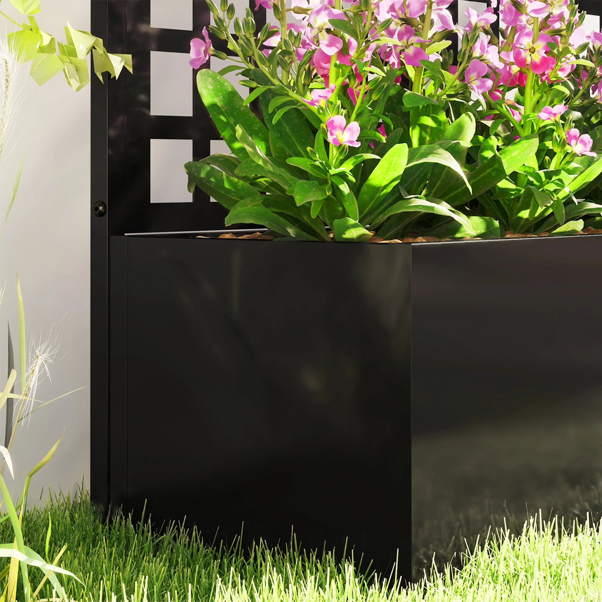 Galvanized Raised Garden Bed with Trellis, 35" x 16" x 70", Black - Image 10