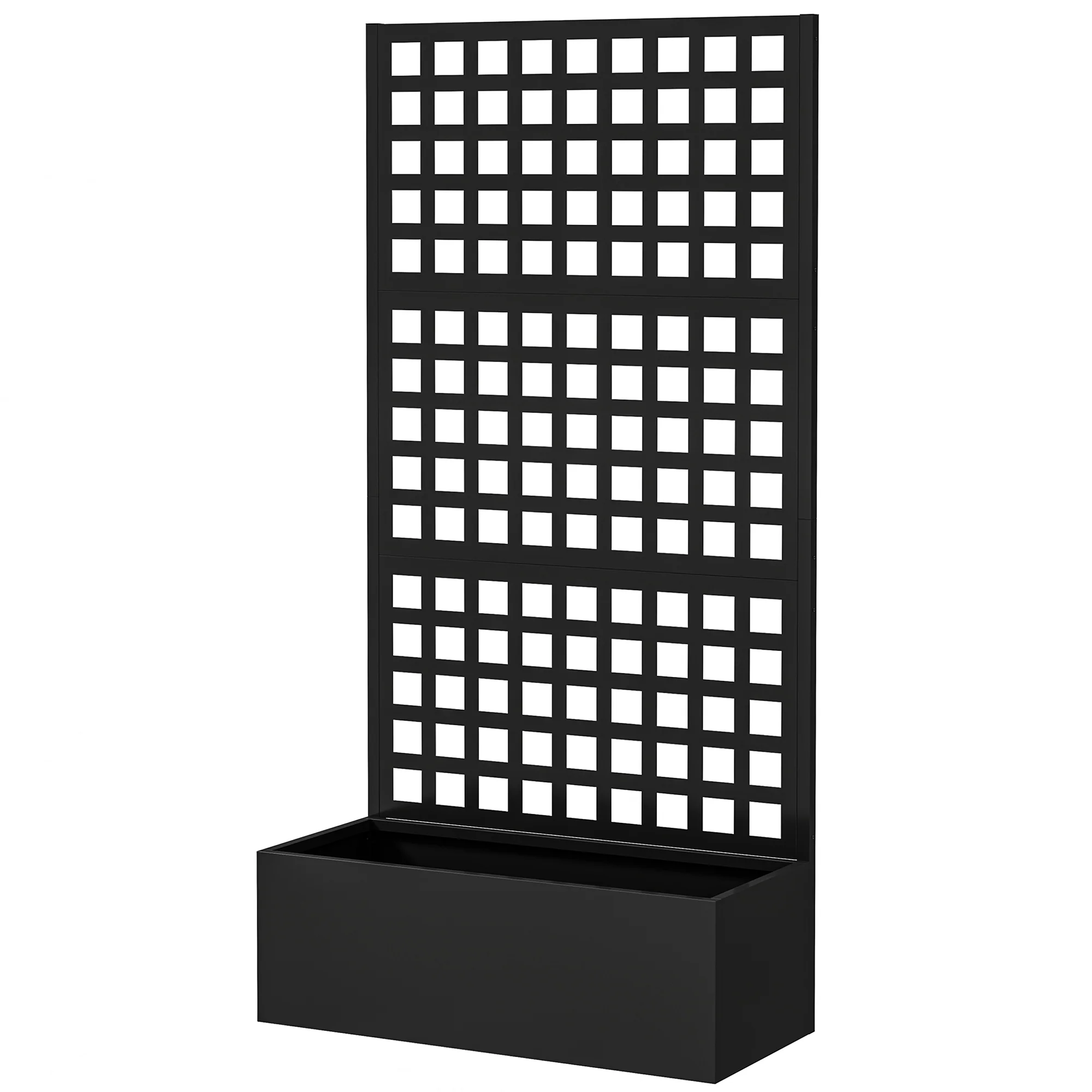 Galvanized Raised Garden Bed with Trellis, 35" x 16" x 70", Black - Image 2