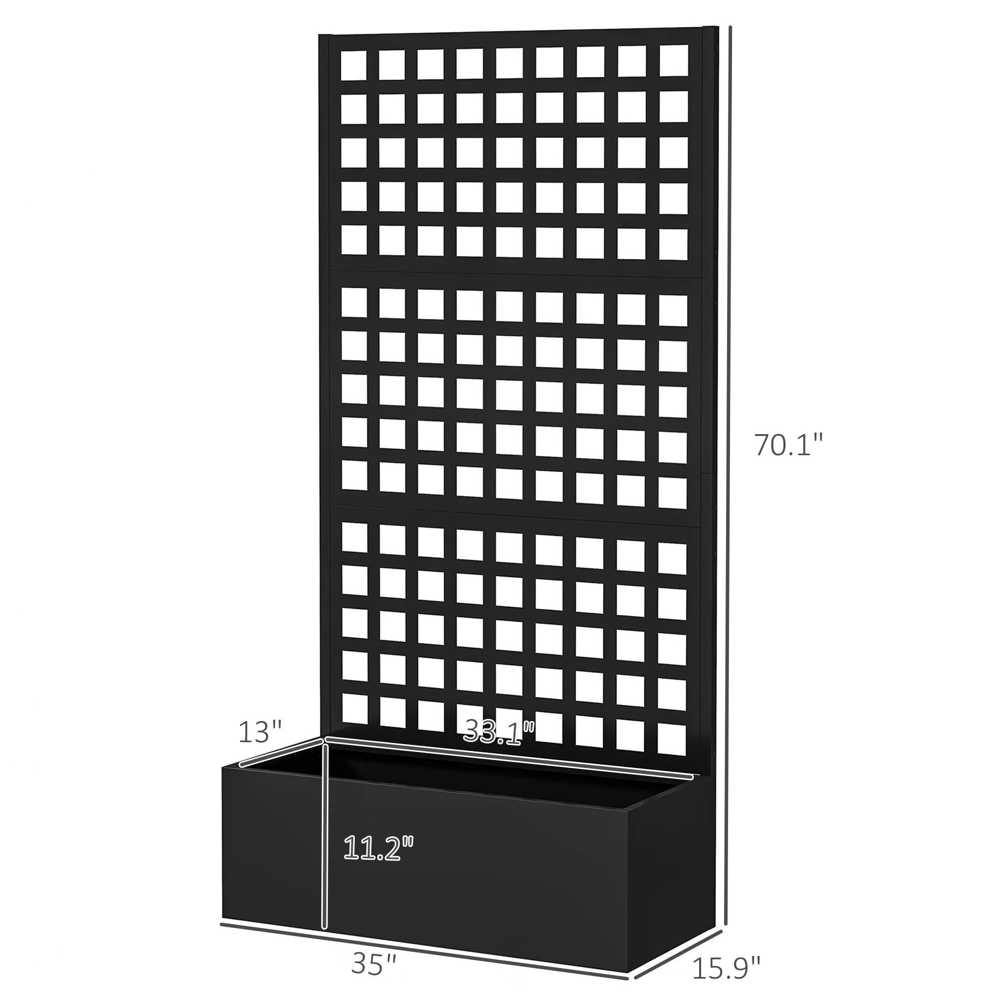 Galvanized Raised Garden Bed with Trellis, 35" x 16" x 70", Black - Image 5