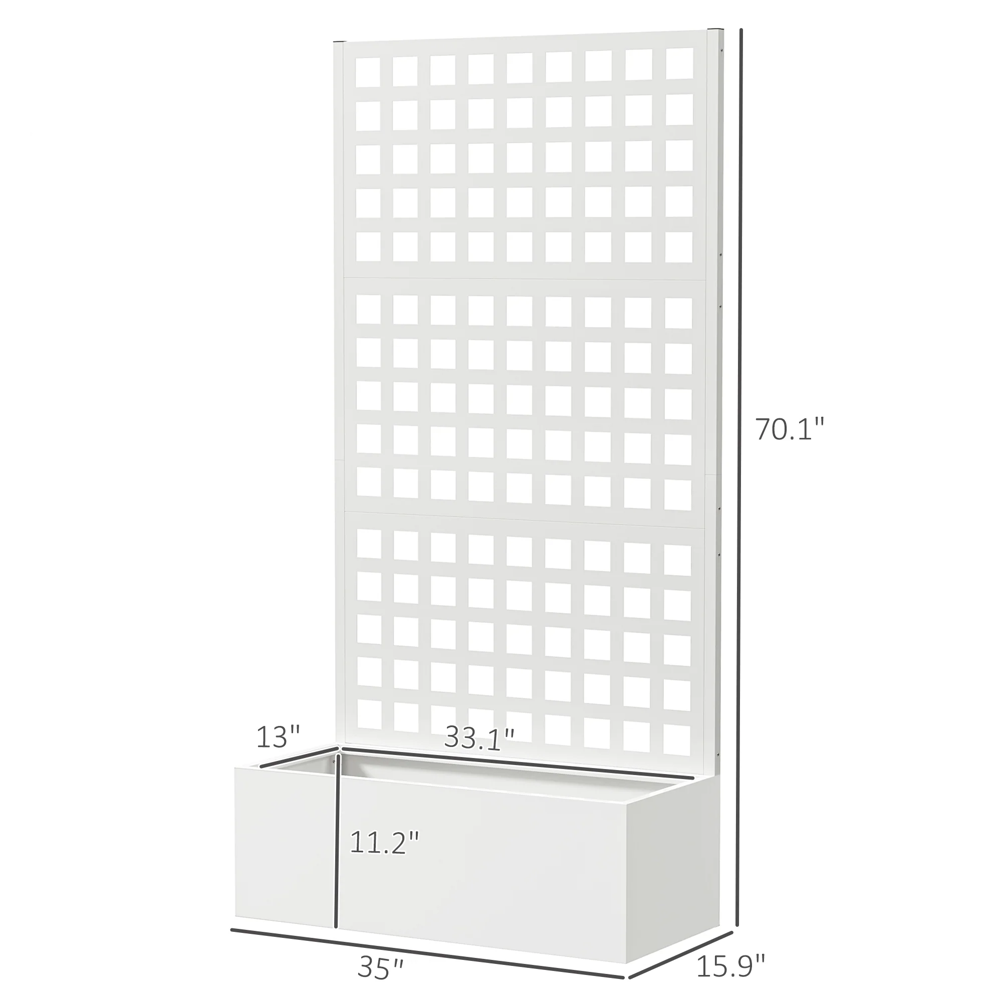 Galvanized Raised Garden Bed with Trellis, 35" x 16" x 70", White - Image 5