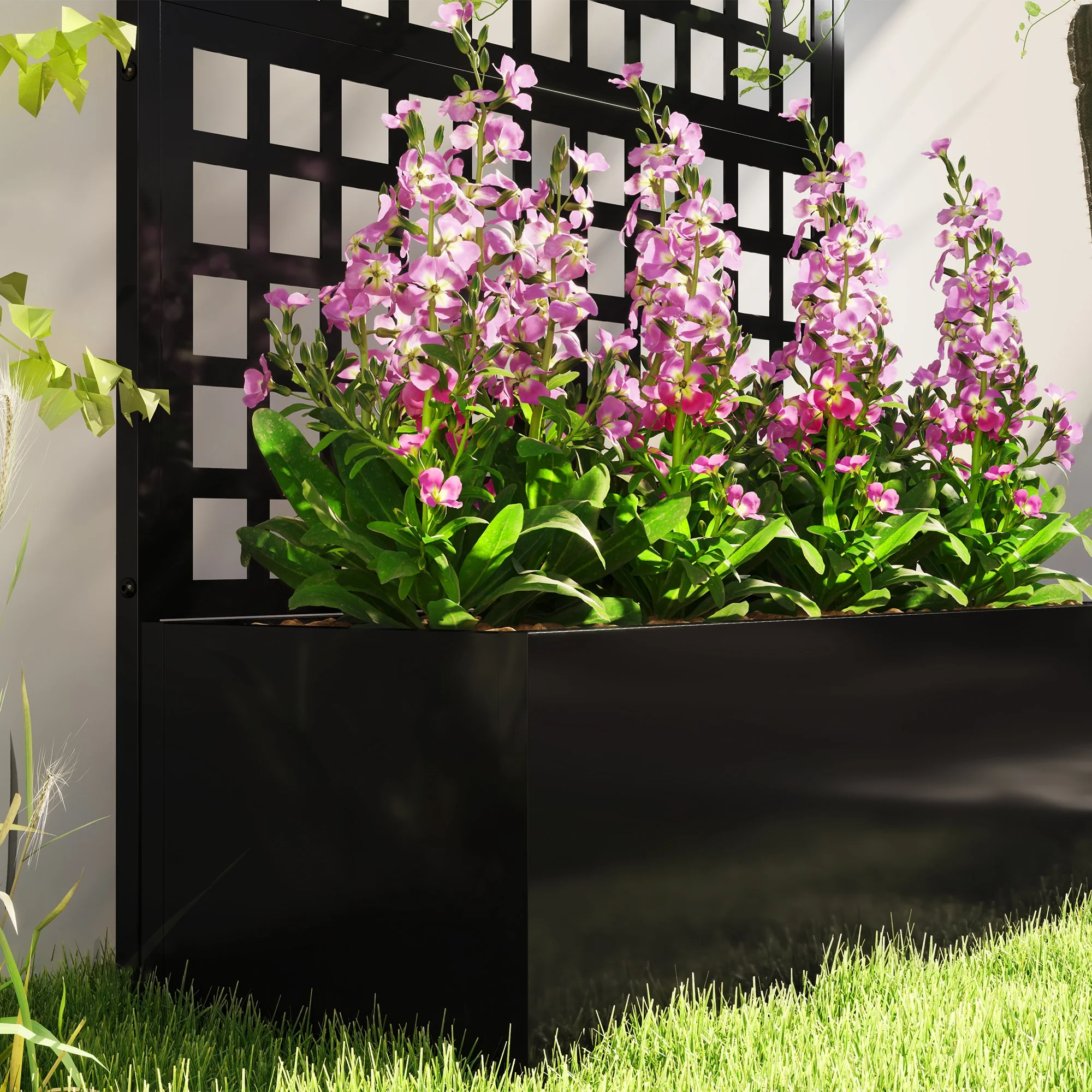 Galvanized Raised Garden Bed with Trellis, 43" x 16" x 70", Black - Image 10