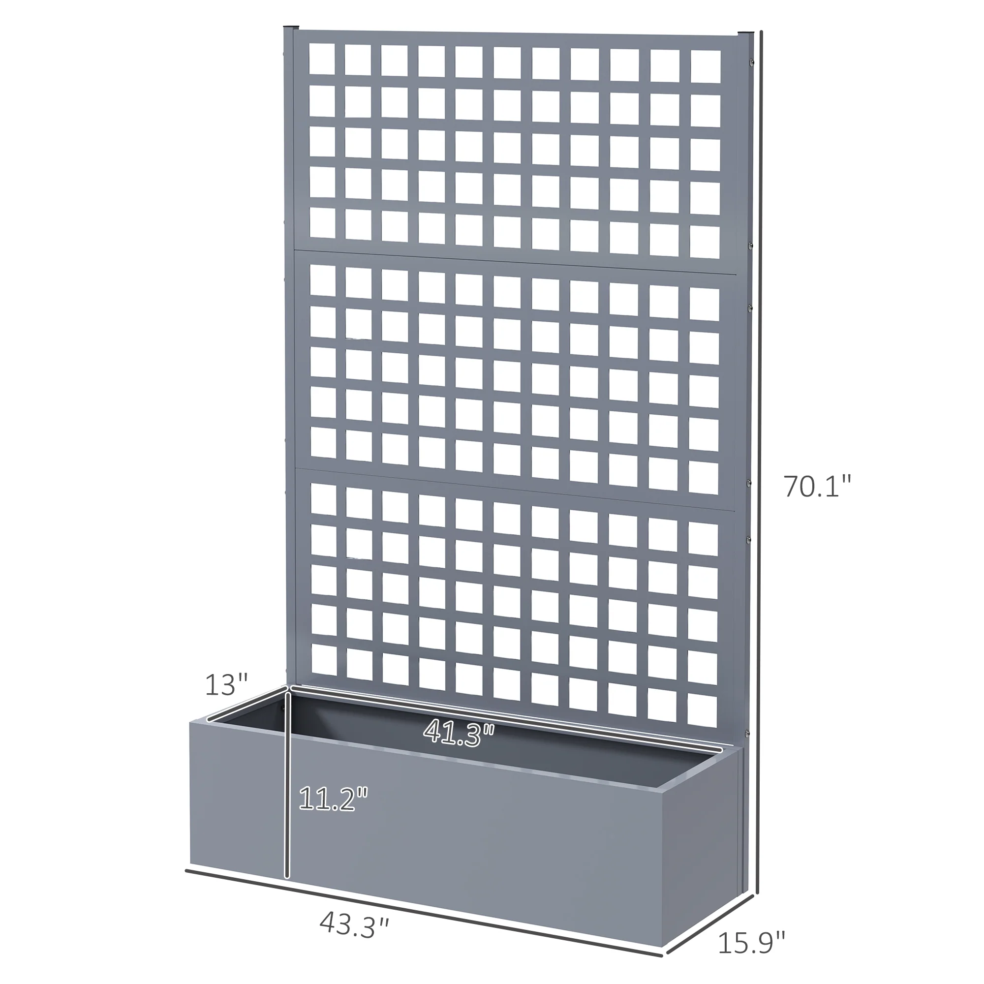 Galvanized Raised Garden Bed with Trellis, 43" x 16" x 70", Gray - Image 5