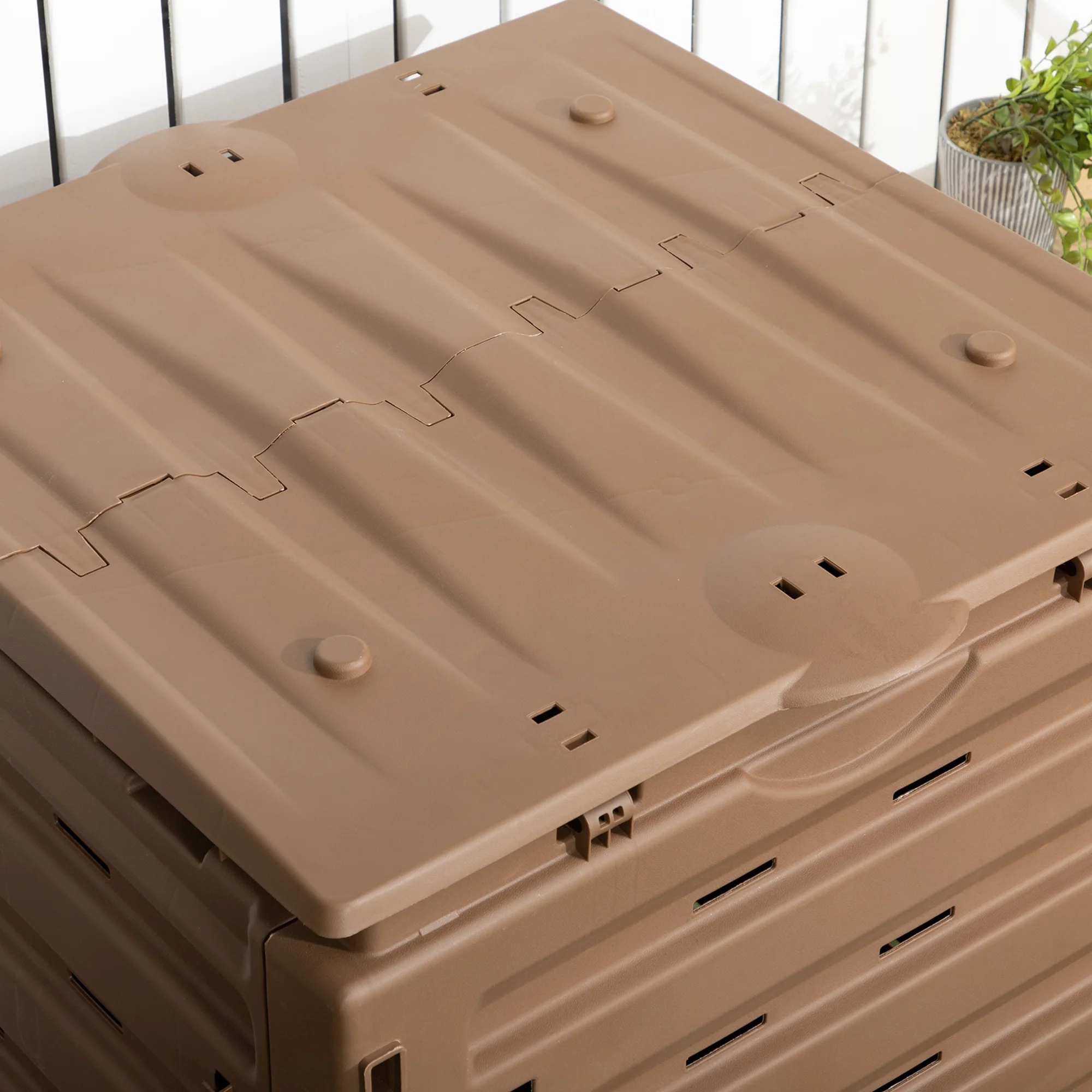 120 Gallon Outdoor Compost Bin with 80 Vents and 2 Sliding Doors, Composter Box BPA Free, Brown - Image 11
