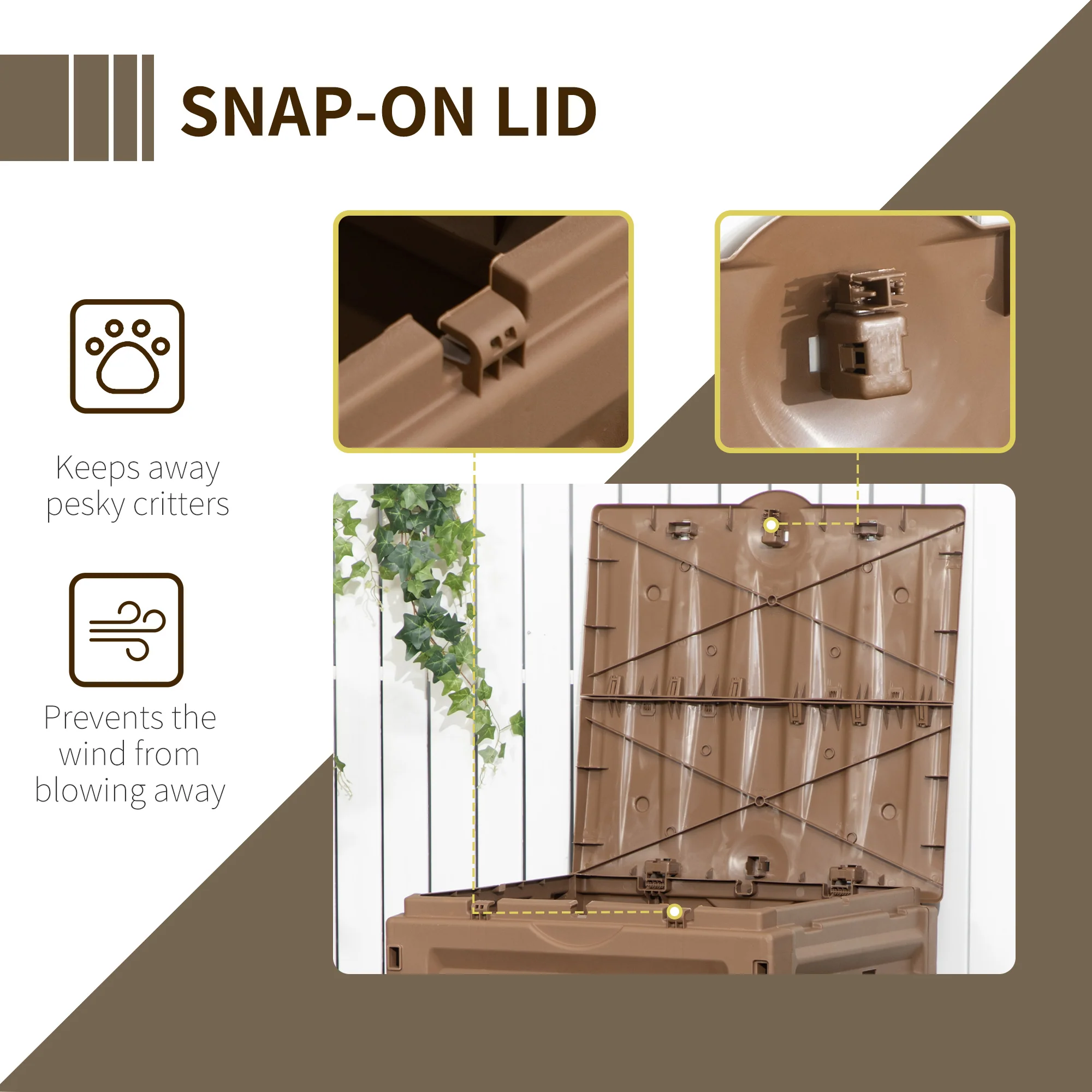 120 Gallon Outdoor Compost Bin with 80 Vents and 2 Sliding Doors, Composter Box BPA Free, Brown - Image 9
