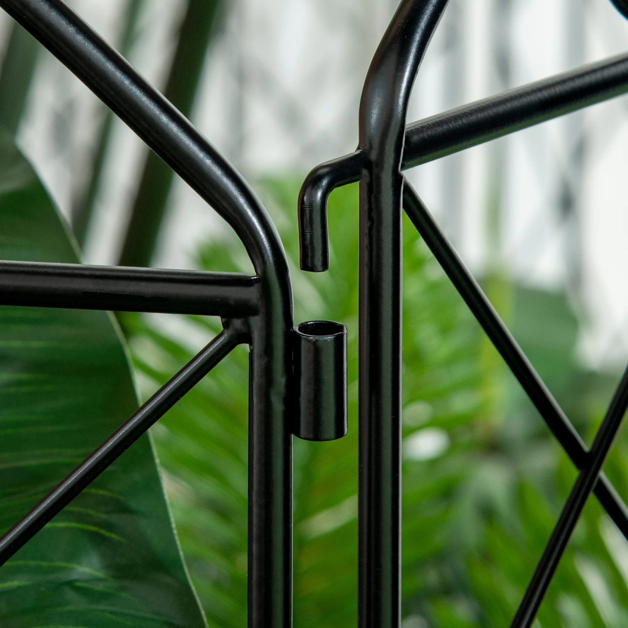 4 Pack Steel Garden Fence Panel, Rust-Resistant Animal Barrier with Curved Vines, 11.5'  x 43", Black - Image 9