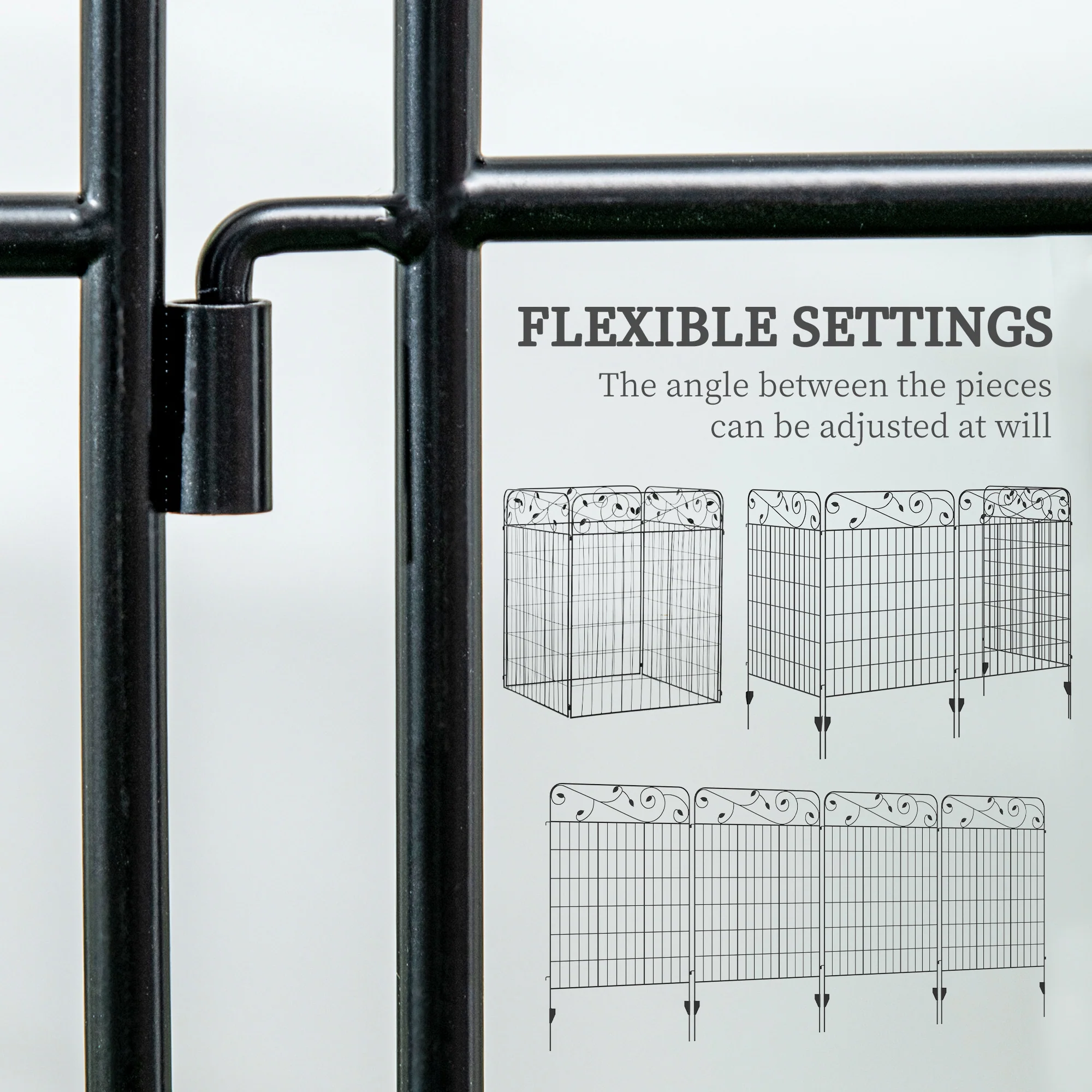 4 Pack Steel Fence Panels, Rust-Resistant, Decorative Border, Flower Edging, 11.5' x 43", Black - Image 7