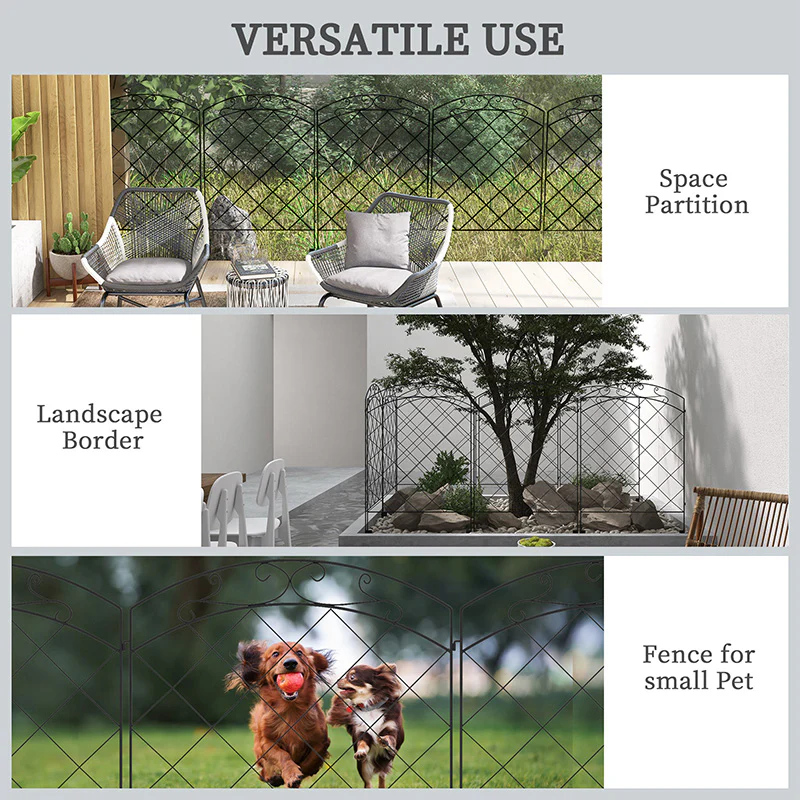 4-Pack Decorative Garden Fence Panels with Swirls for Animal Barrier & Flower Edging - Image 8