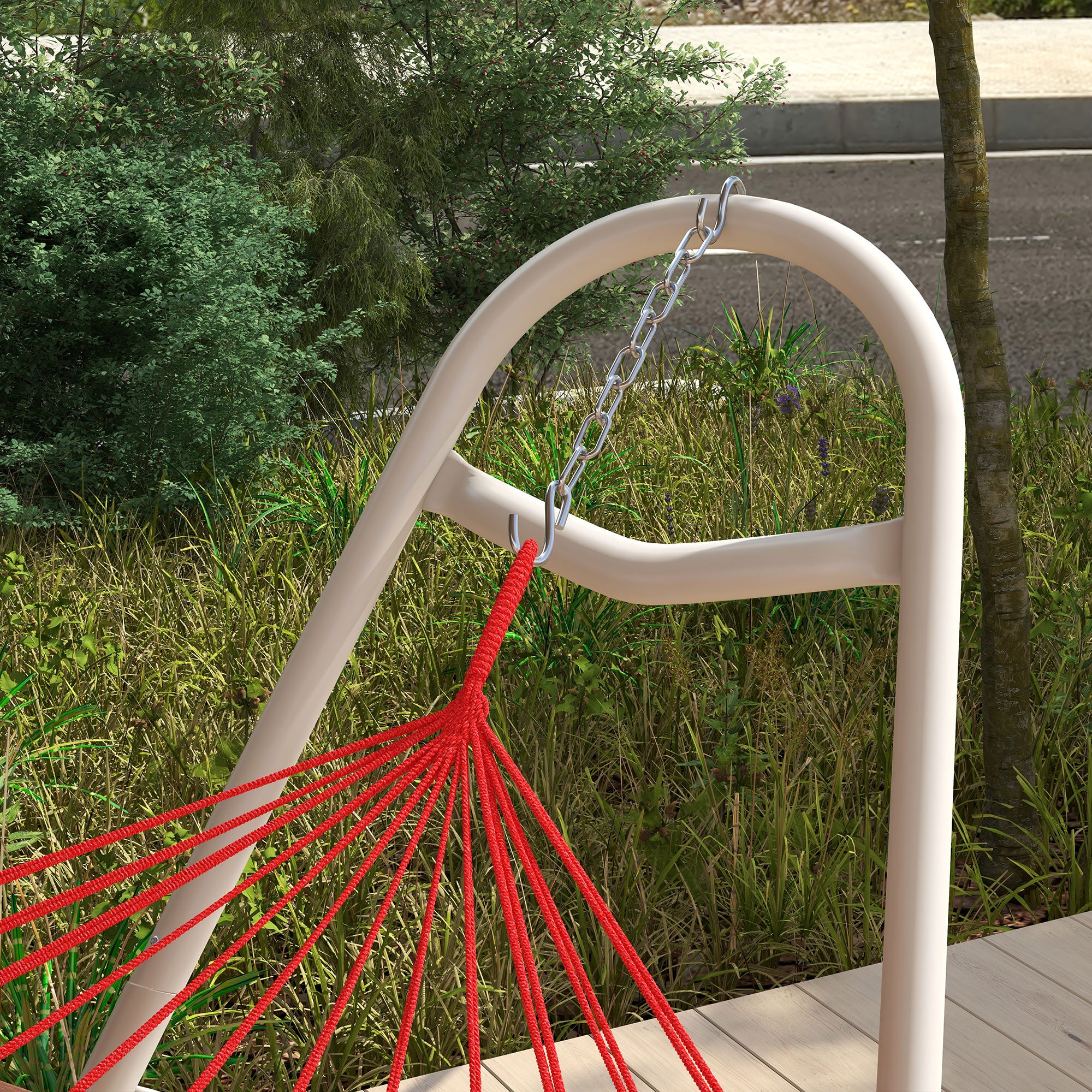 10.3' Steel Hammock Stand, Portable Adjustable, 550 lbs. Capacity, Weather Resistant, White - Image 10