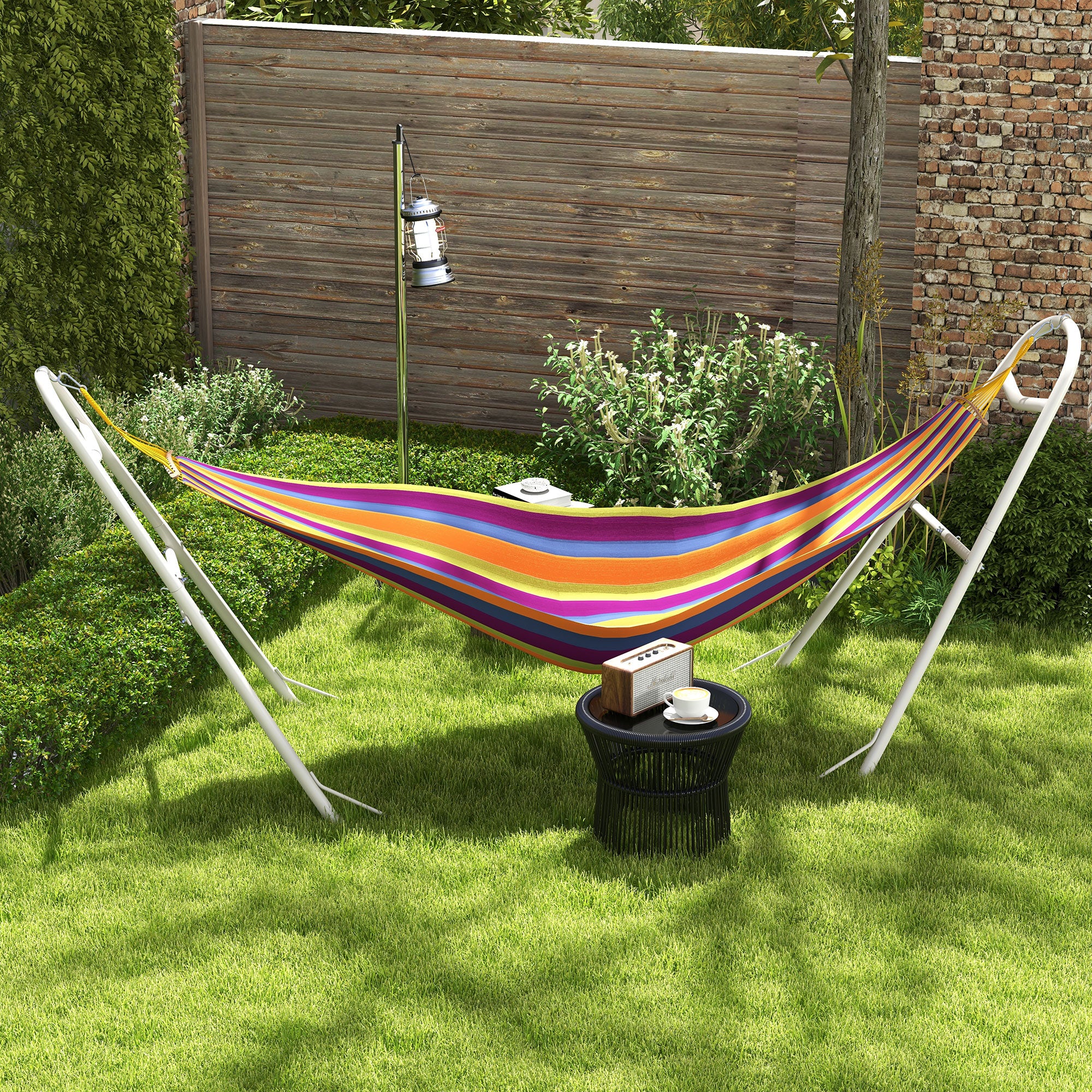 10.3' Steel Hammock Stand, Portable Adjustable, 550 lbs. Capacity, Weather Resistant, White - Image 3