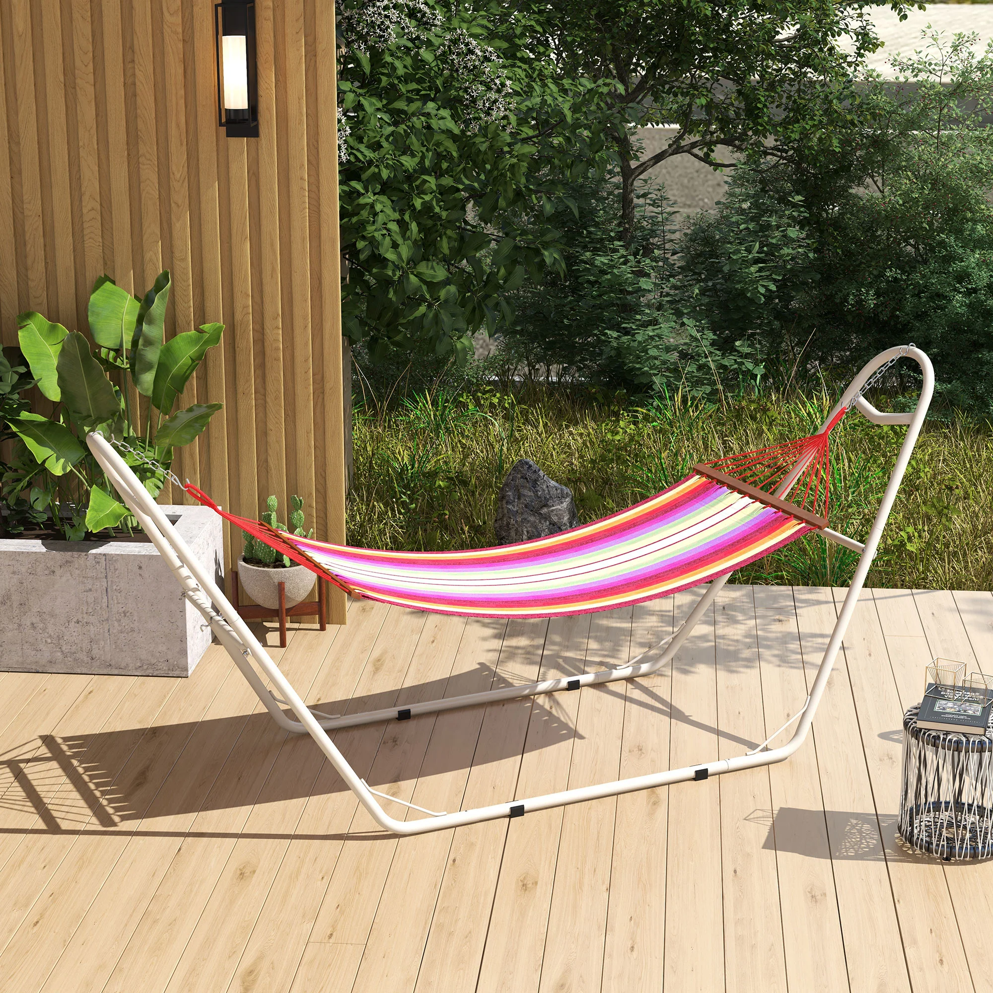 10.3' Steel Hammock Stand, Portable Adjustable, 550 lbs. Capacity, Weather Resistant, White - Image 4