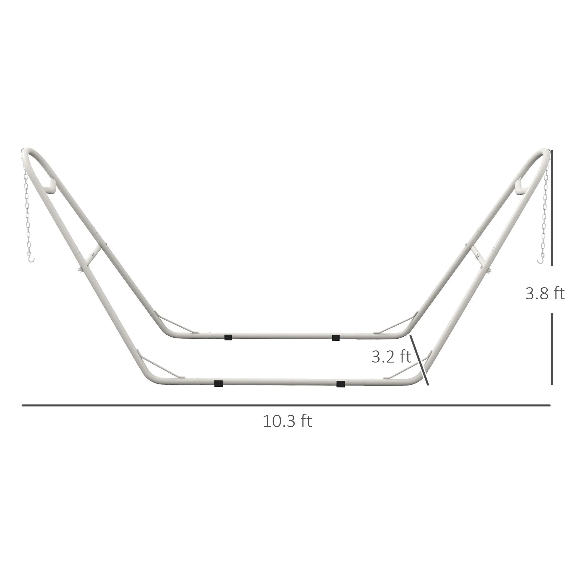 10.3' Steel Hammock Stand, Portable Adjustable, 550 lbs. Capacity, Weather Resistant, White - Image 5