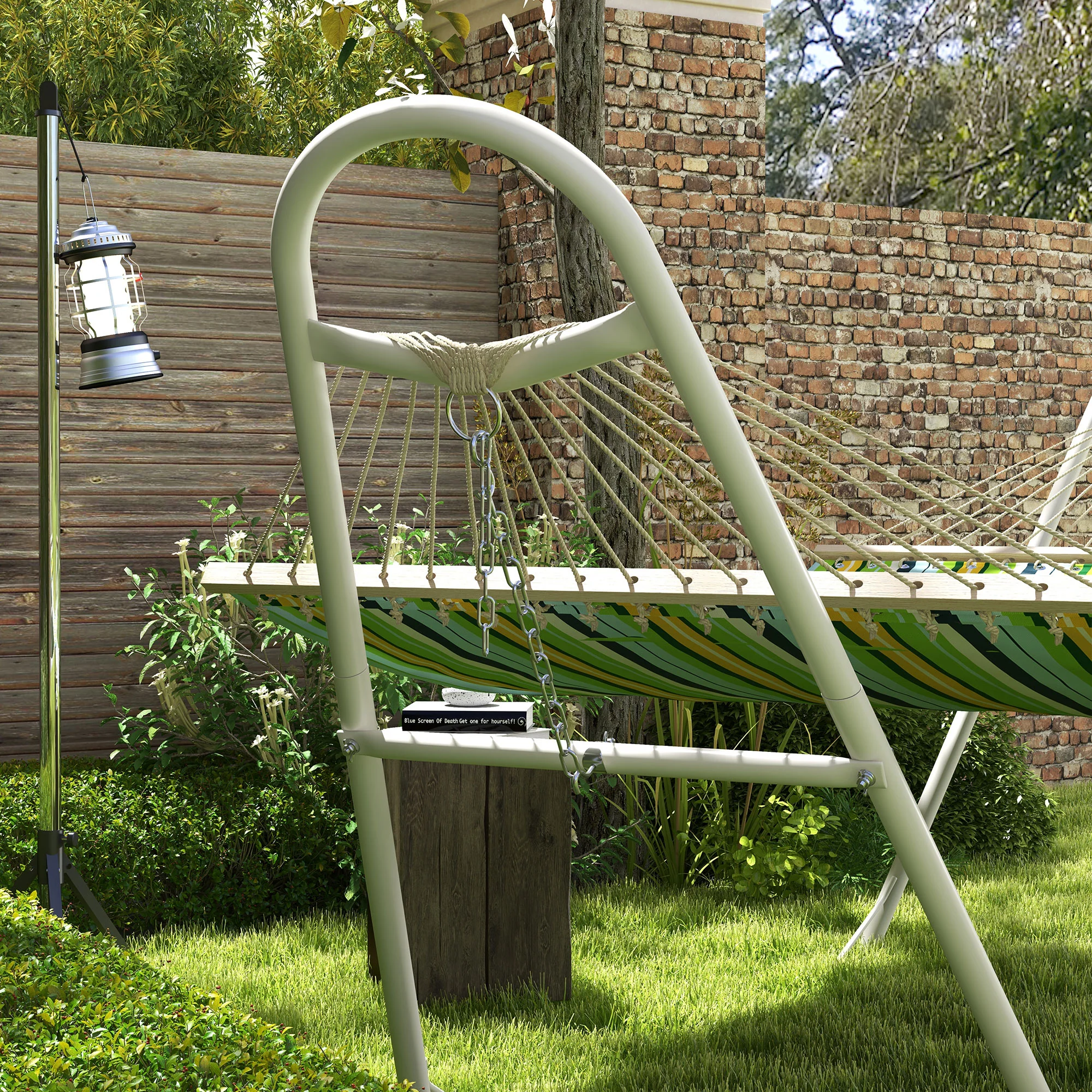 10.3' Steel Hammock Stand, Portable Adjustable, 550 lbs. Capacity, Weather Resistant, White - Image 9