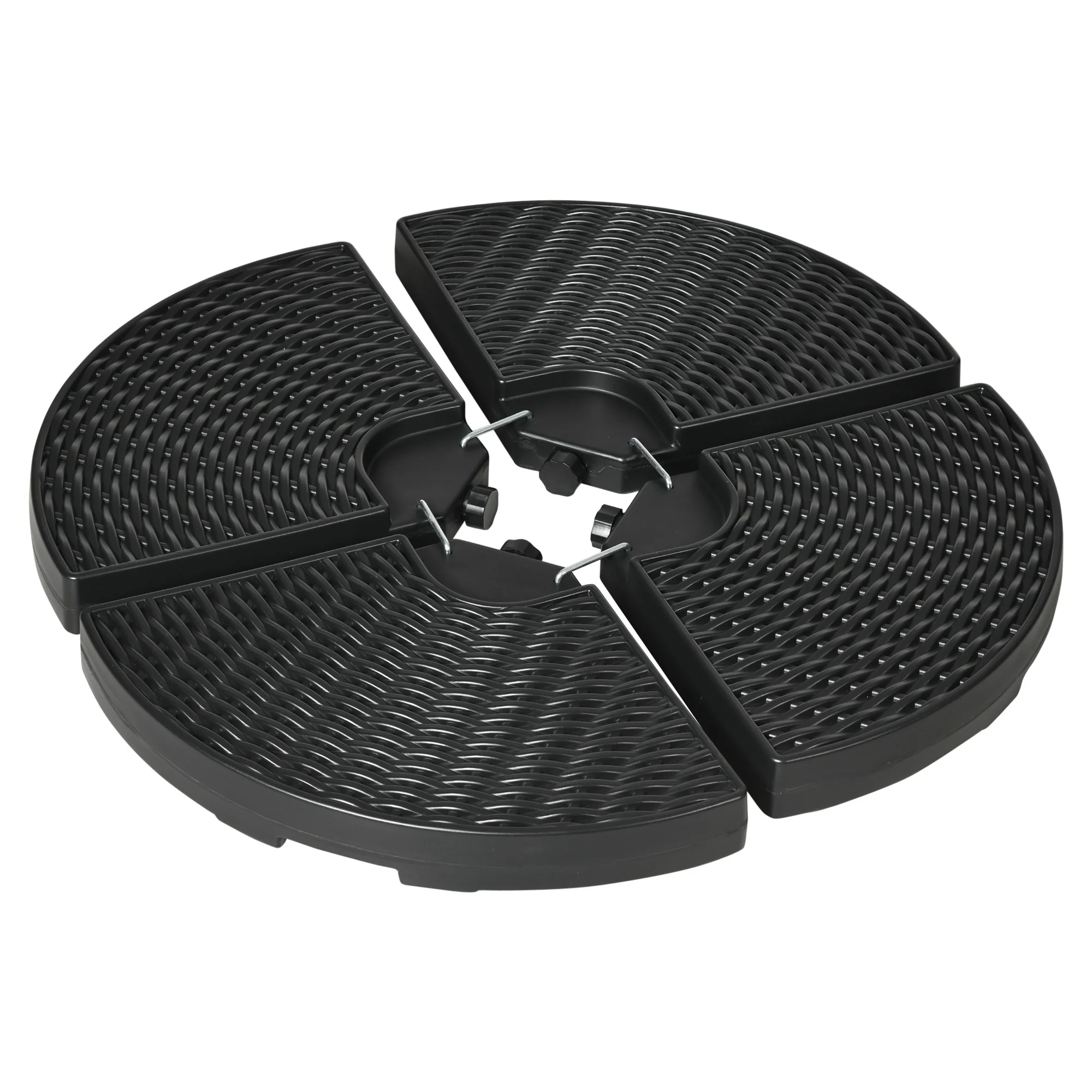 4-Piece HDPE Material Patio Umbrella Base Weights Sand Filled up to 150 Lb. for Any Offset Umbrella Base, Black