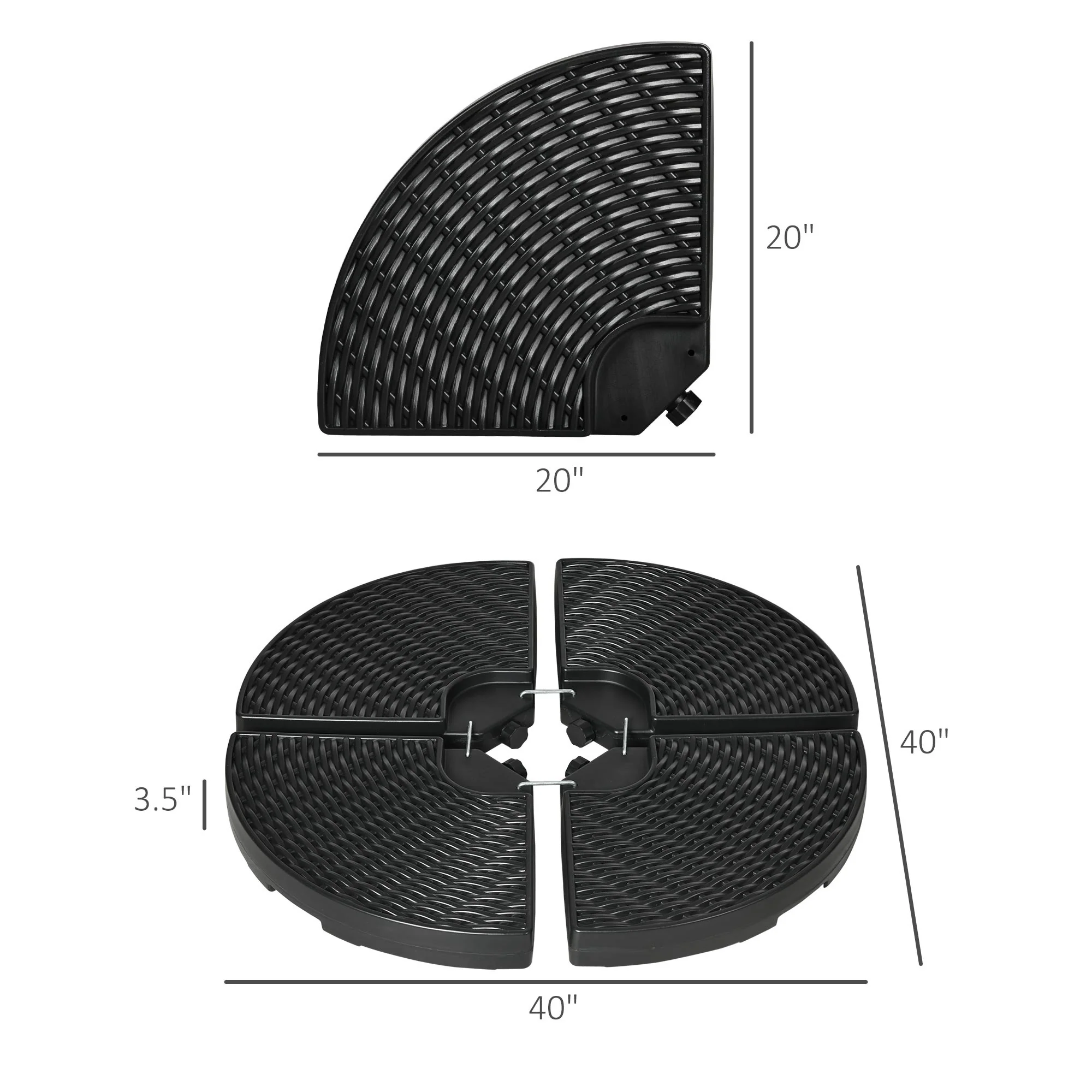 4-Piece HDPE Material Patio Umbrella Base Weights Sand Filled up to 150 Lb. for Any Offset Umbrella Base, Black - Image 5