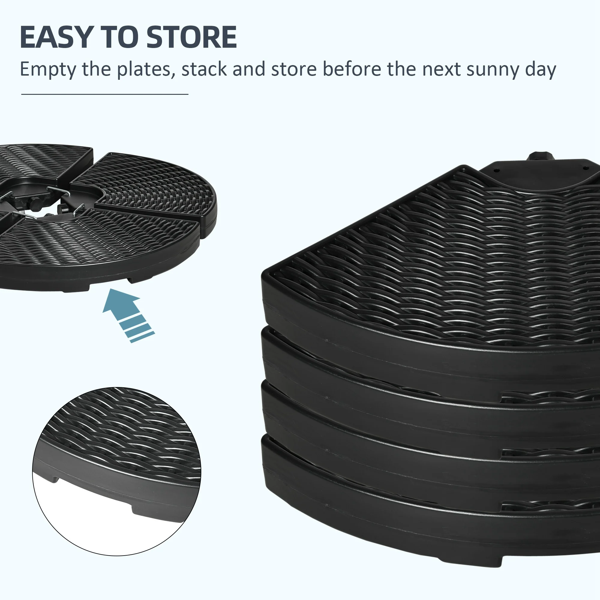 4-Piece HDPE Material Patio Umbrella Base Weights Sand Filled up to 150 Lb. for Any Offset Umbrella Base, Black - Image 9