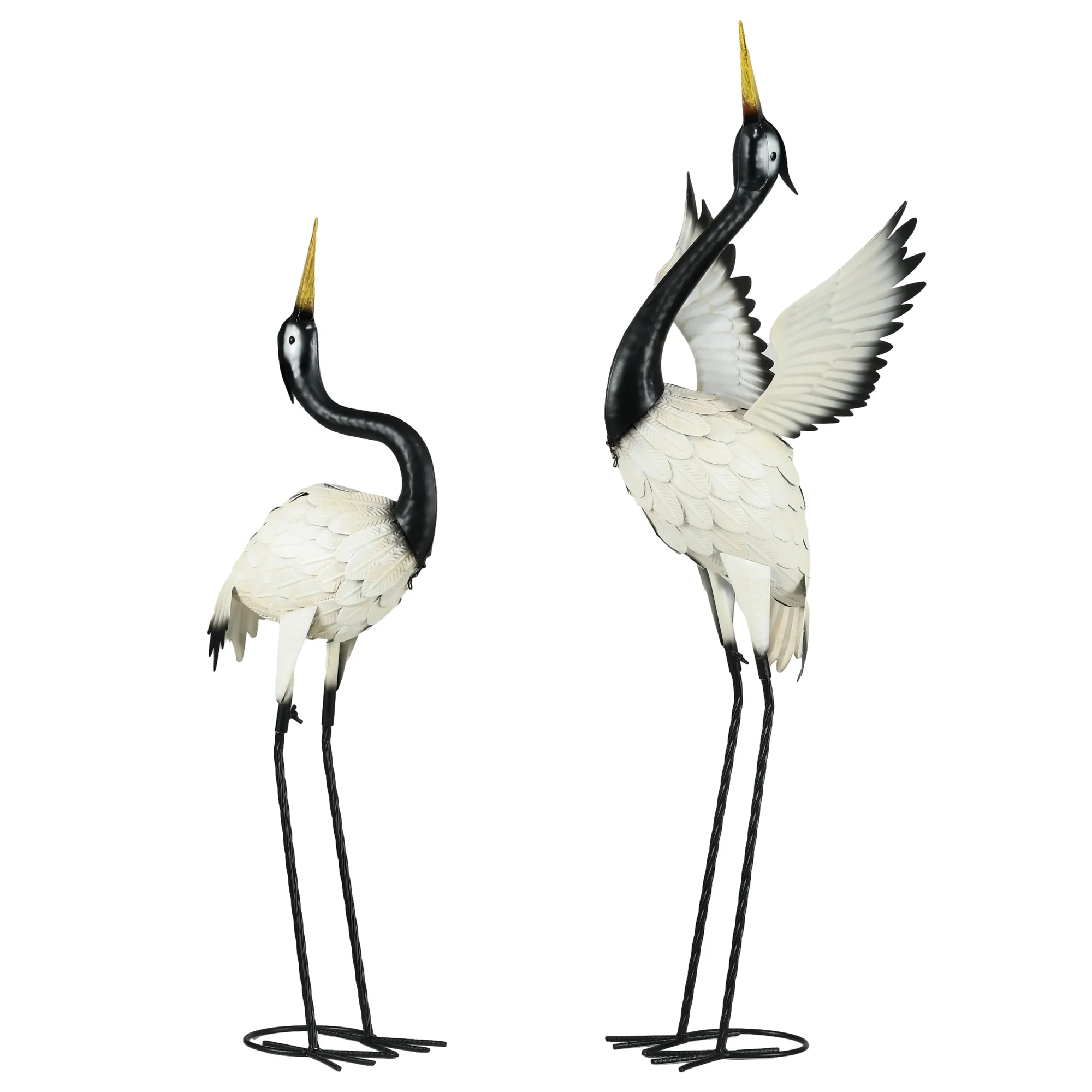 35.5" & 40.5" Set of 2 Heron Garden Statues for Lawn, Patio, Backyard in White & Black - Image 12