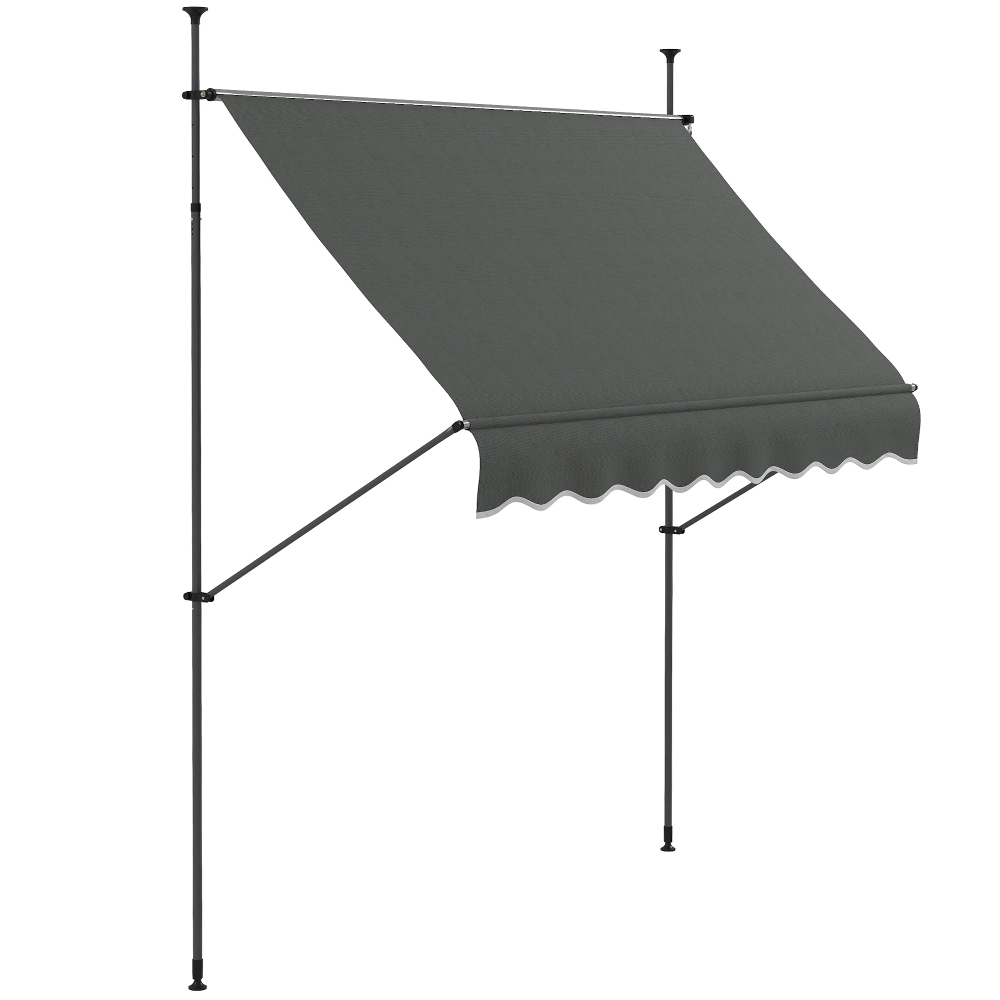 8' x 4' Manual Retractable Awning with Non-Screw Installation, UV-Resistant, Dark Gray - Image 12