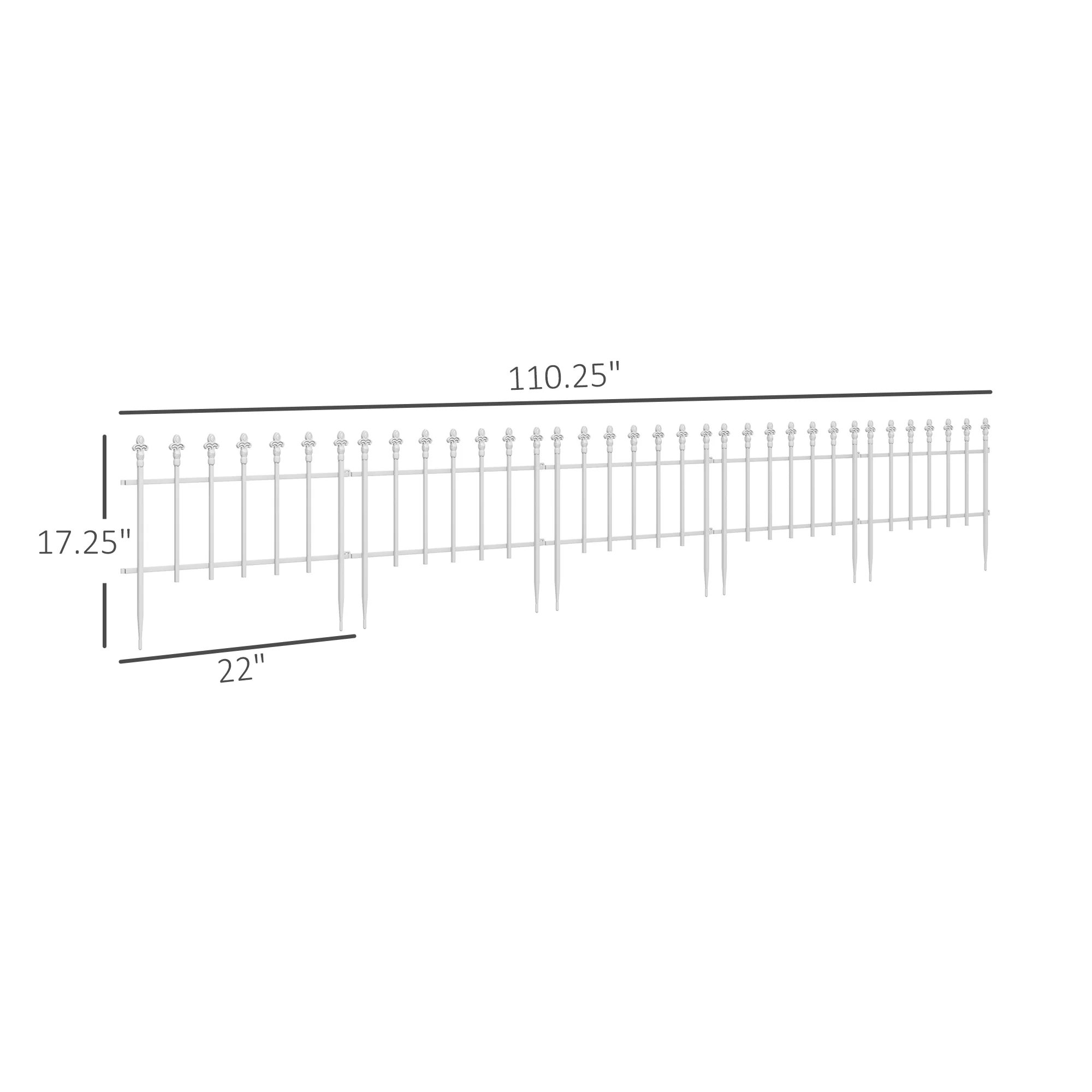 9.2' x 17.25" Decorative Garden Fence, 5 Steel Panels Set for Flower Beds & Animals, White - Image 5