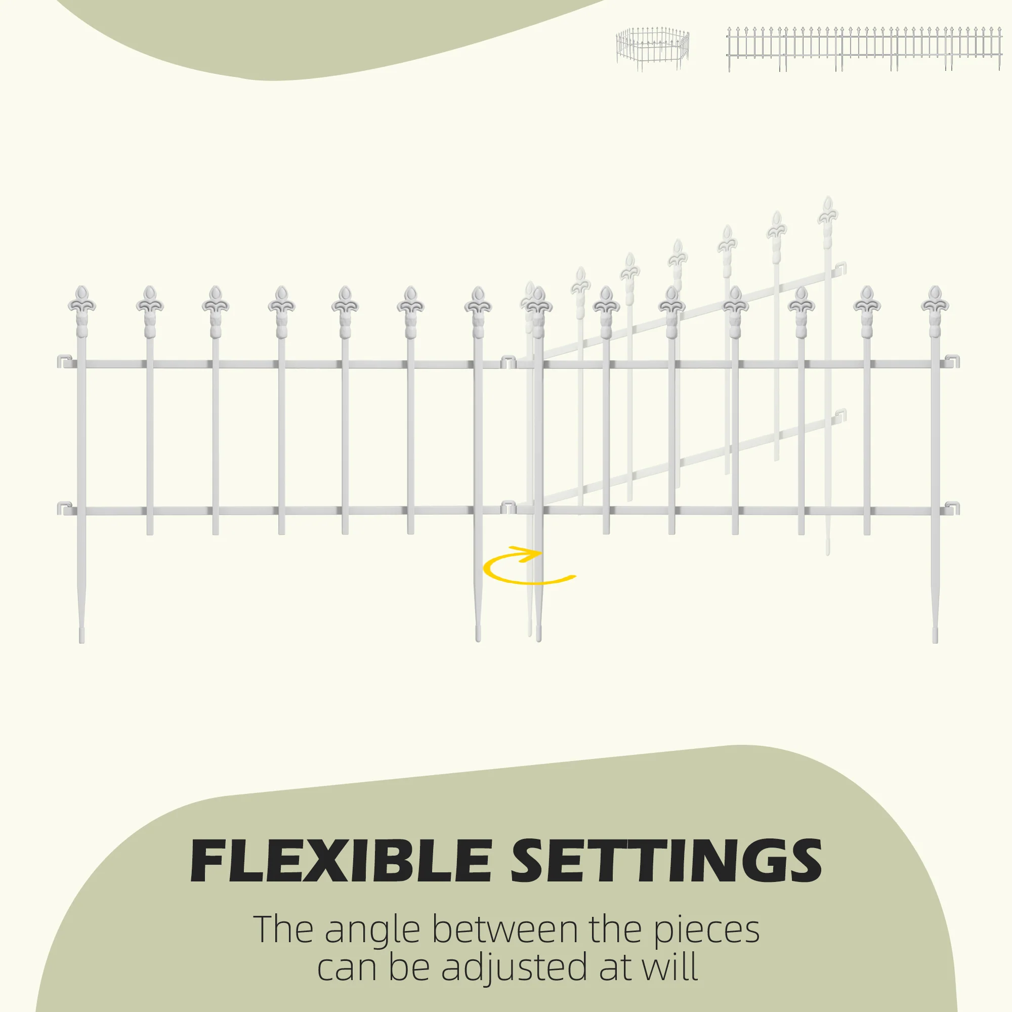 9.2' x 17.25" Decorative Garden Fence, 5 Steel Panels Set for Flower Beds & Animals, White - Image 7