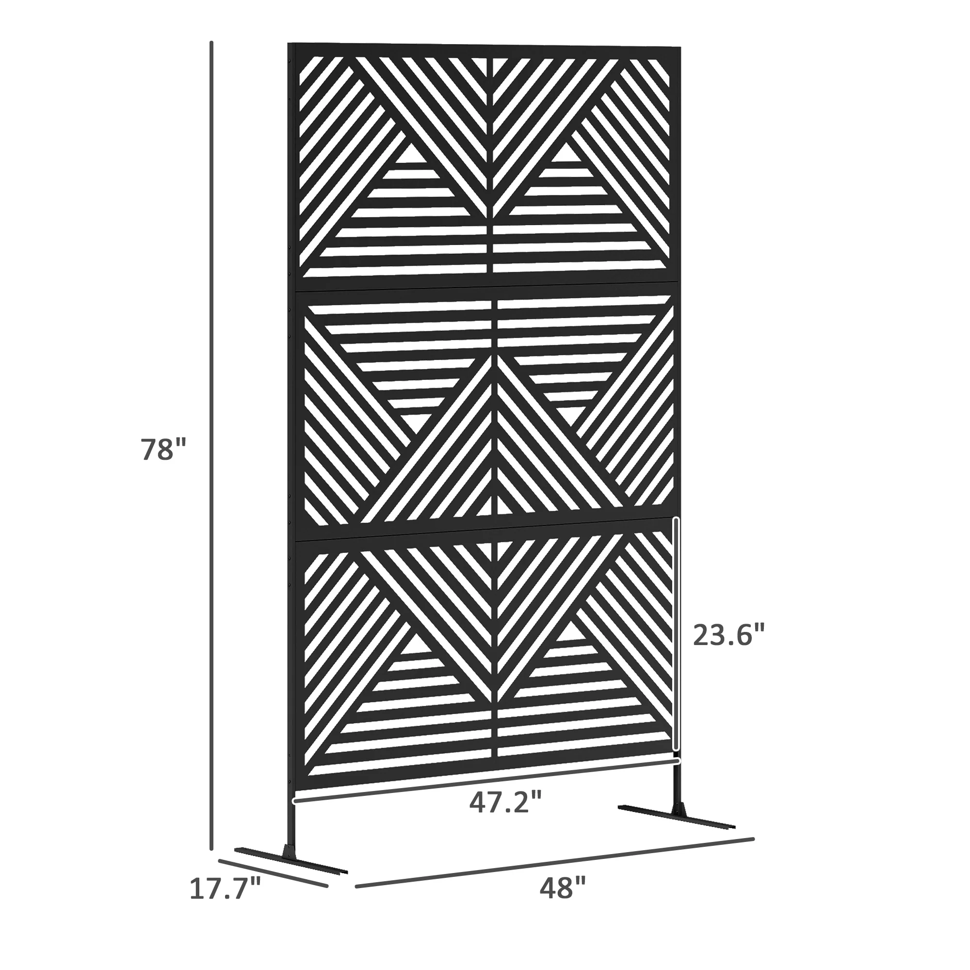 78" x 48" Metal Outdoor Privacy Screen with Stand, Rhombus Black Climbing Plant Trellis - Image 5