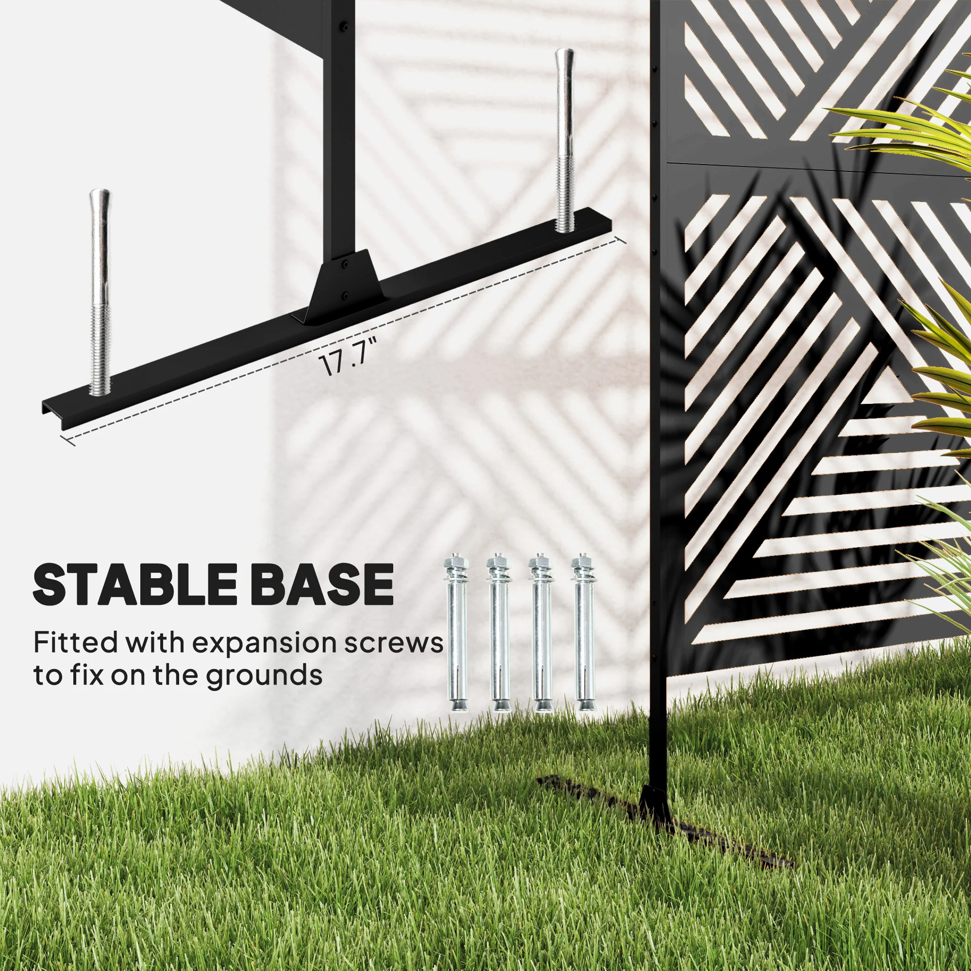 78" x 48" Metal Outdoor Privacy Screen with Stand, Rhombus Black Climbing Plant Trellis - Image 7