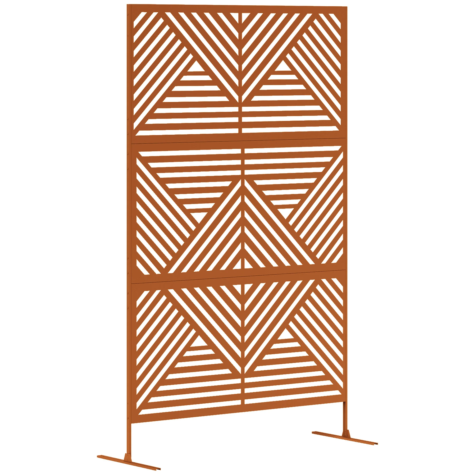 78" x 48" Metal Outdoor Privacy Screen with Stand, Rhombus Design Brown Climbing Plant Trellis - Image 12