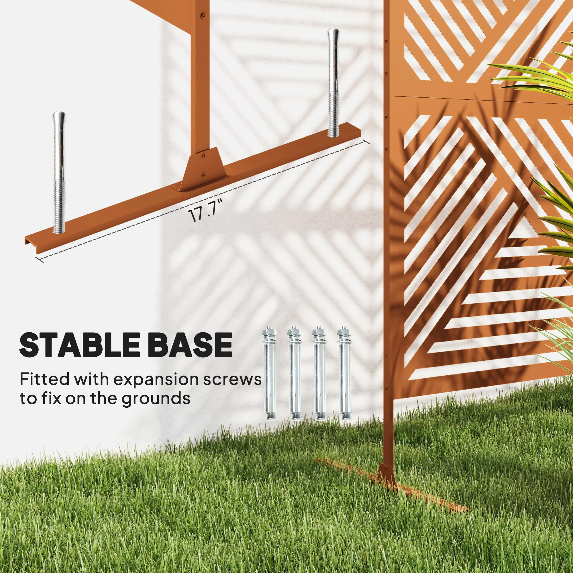 78" x 48" Metal Outdoor Privacy Screen with Stand, Rhombus Design Brown Climbing Plant Trellis - Image 7