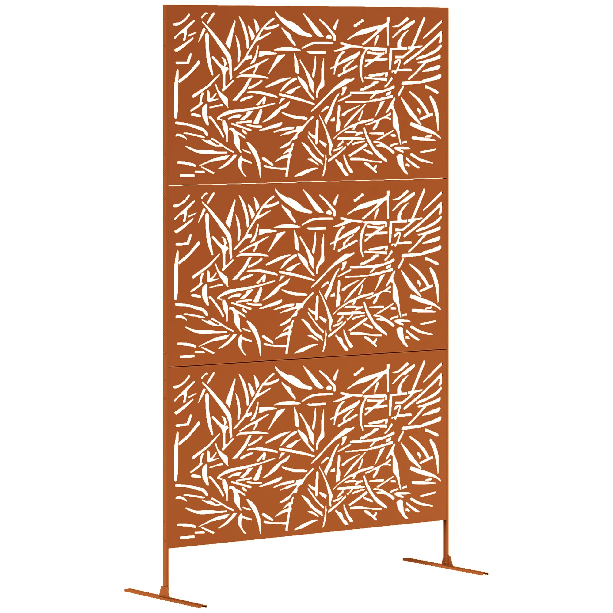 78" x 48" Metal Outdoor Privacy Screen with Climbing Plant Trellis and Stand, Bamboo Brown - Image 12