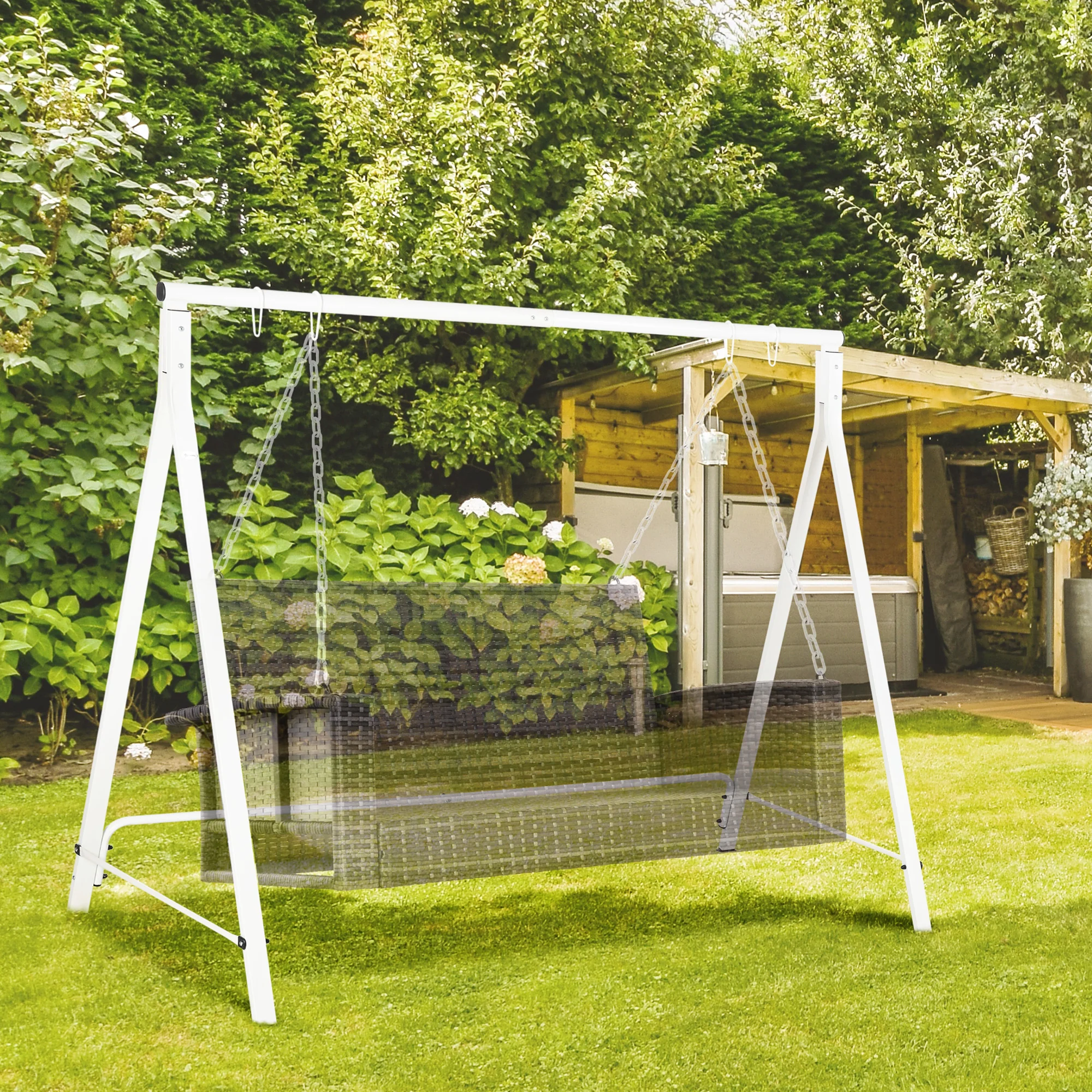Heavy Duty Metal Swing Stand with 528 LBS Weight Capacity, White - Image 3