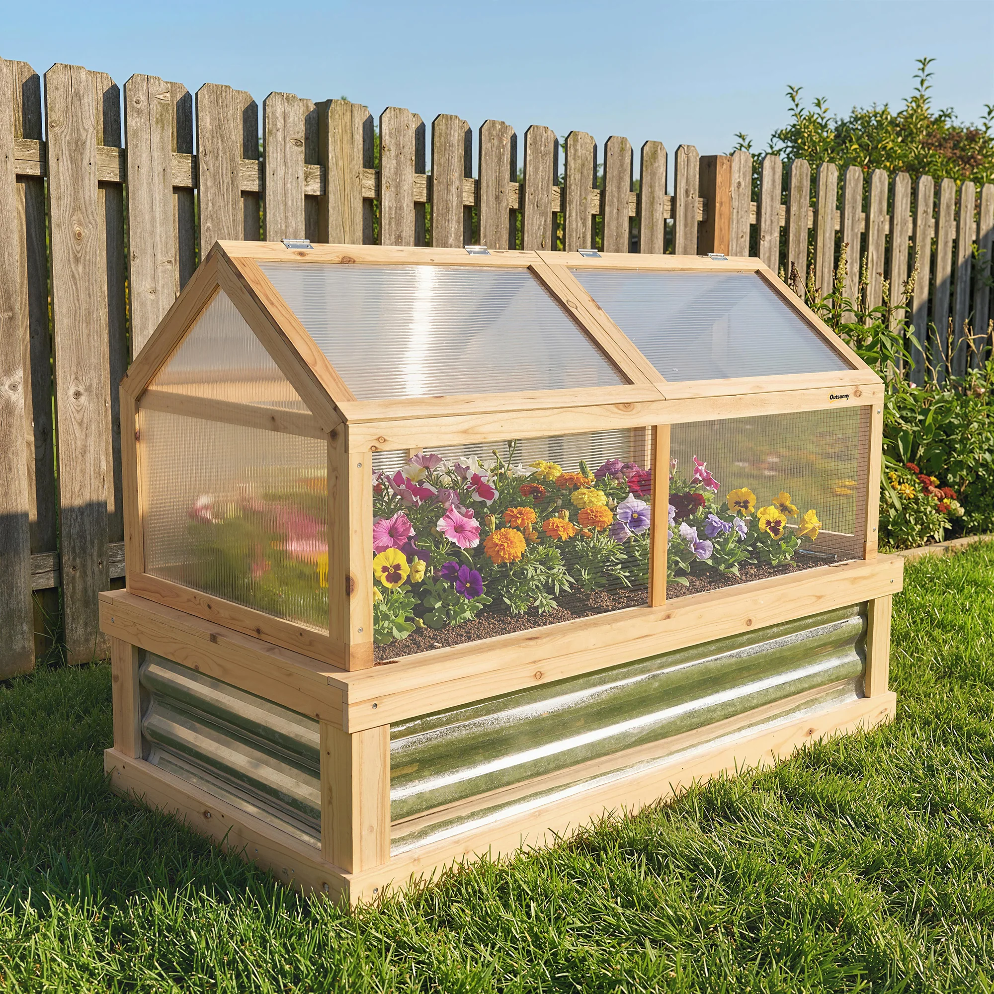 NookGrow Extend Garden Bed with Greenhouse, 48" x 24" x 32", Natural - Image 3