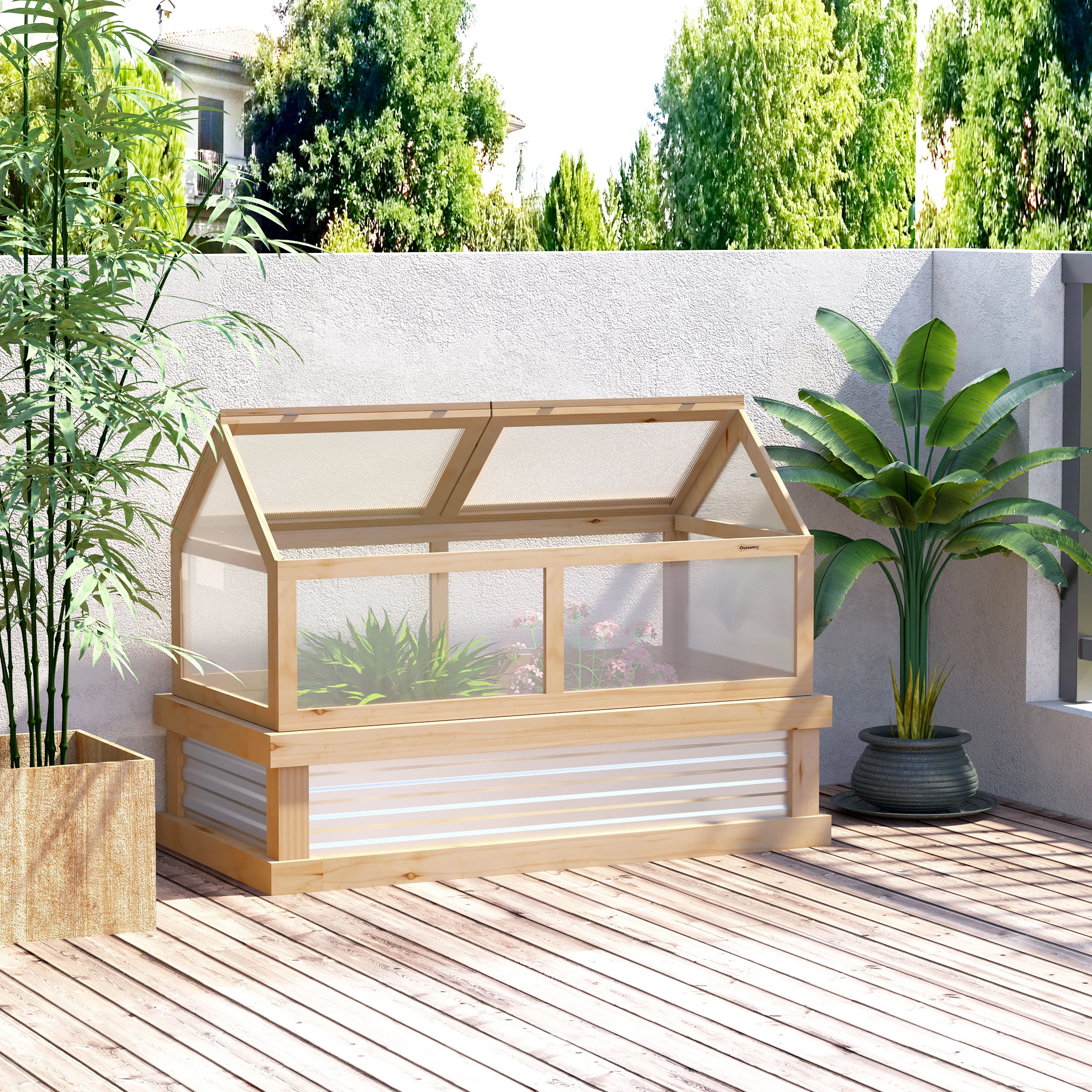 NookGrow Extend Garden Bed with Greenhouse, 48" x 24" x 32", Natural - Image 4