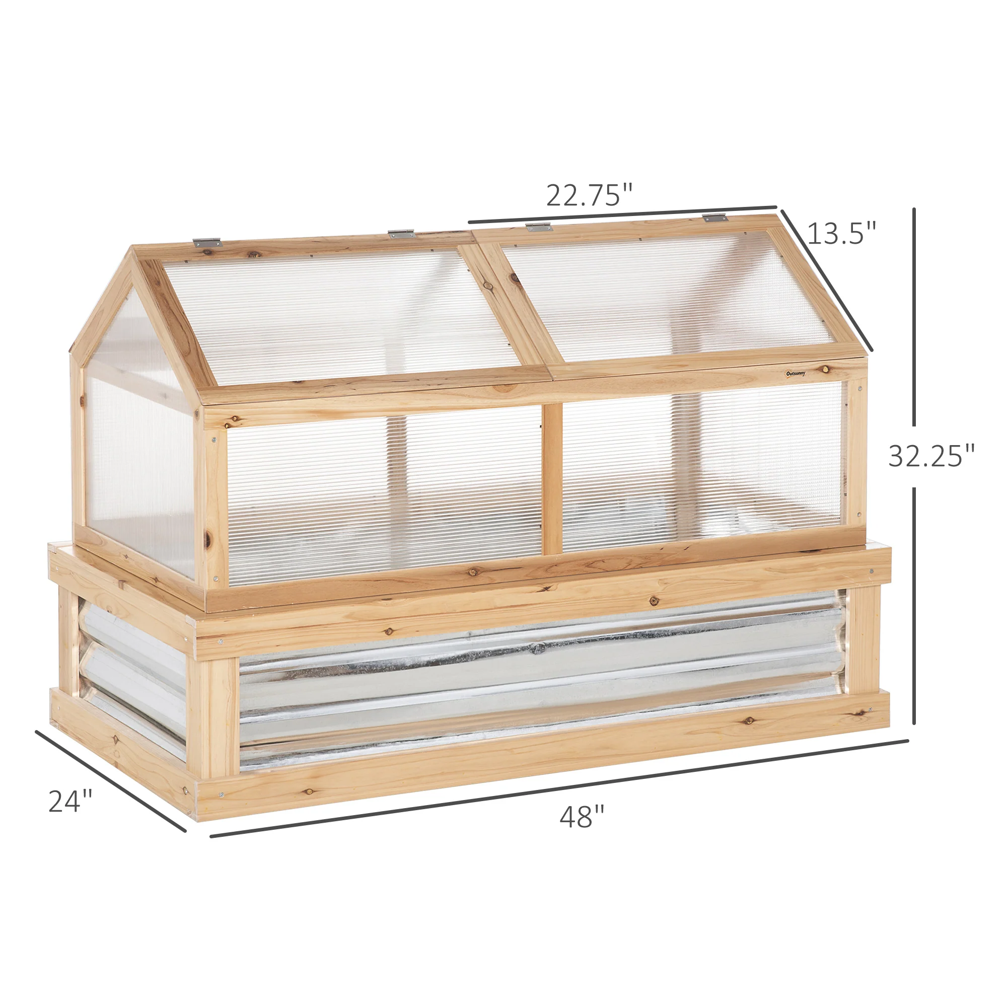 NookGrow Extend Garden Bed with Greenhouse, 48" x 24" x 32", Natural - Image 5